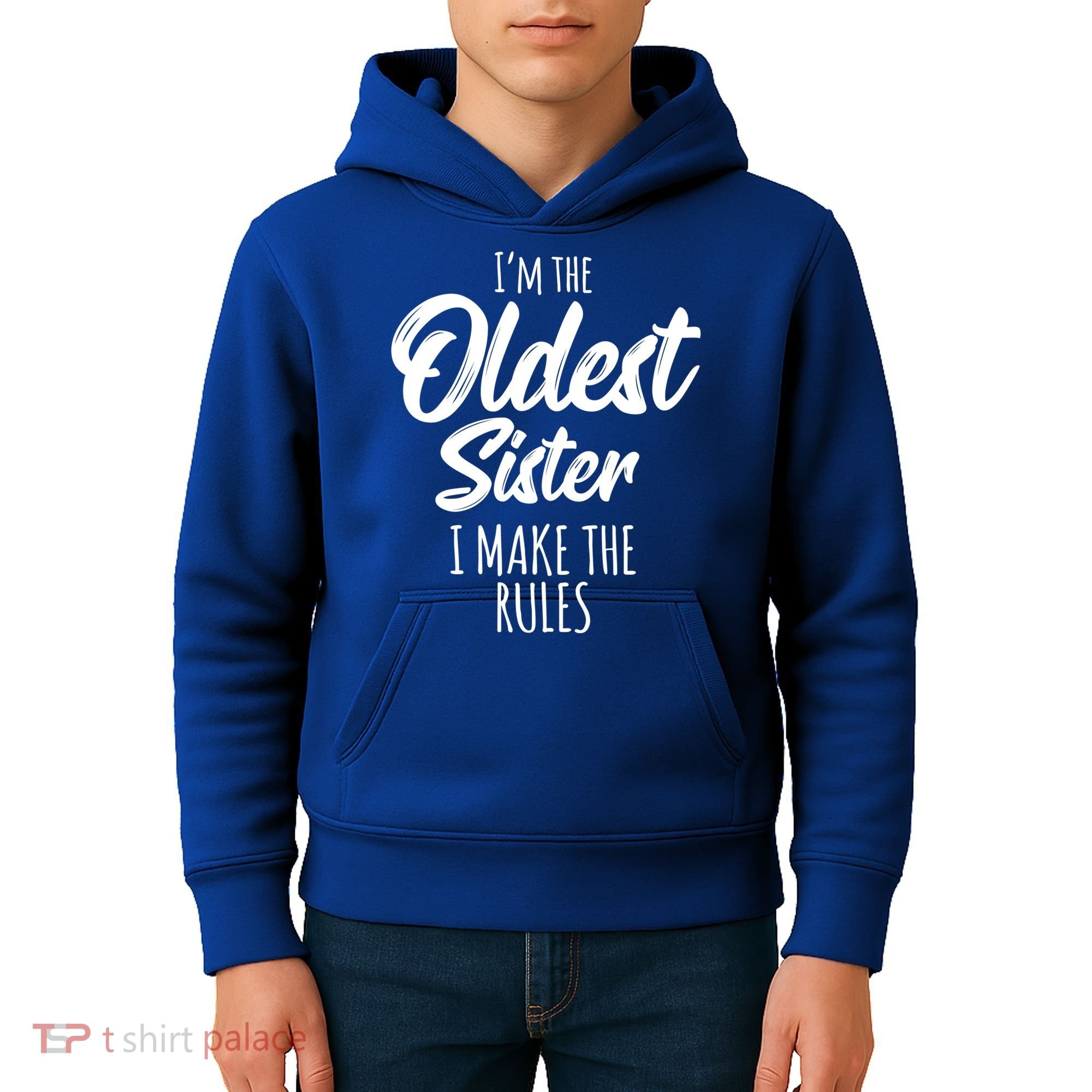 Oldest Sister Gift I Make The Rules Funny Matching Sibling Funny Gift Kids Hoodie