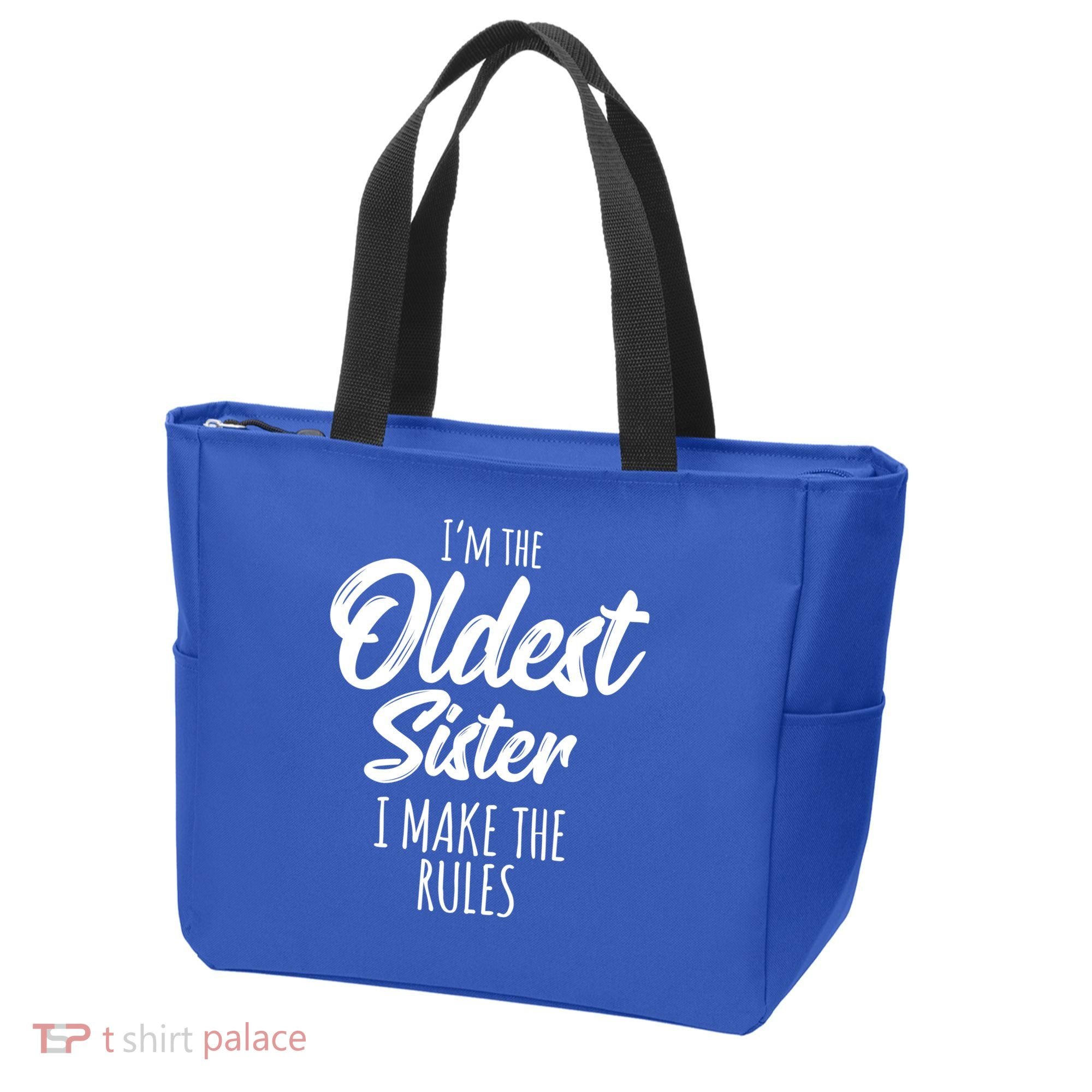 Oldest Sister Gift I Make The Rules Funny Matching Sibling Funny Gift Tote Bag