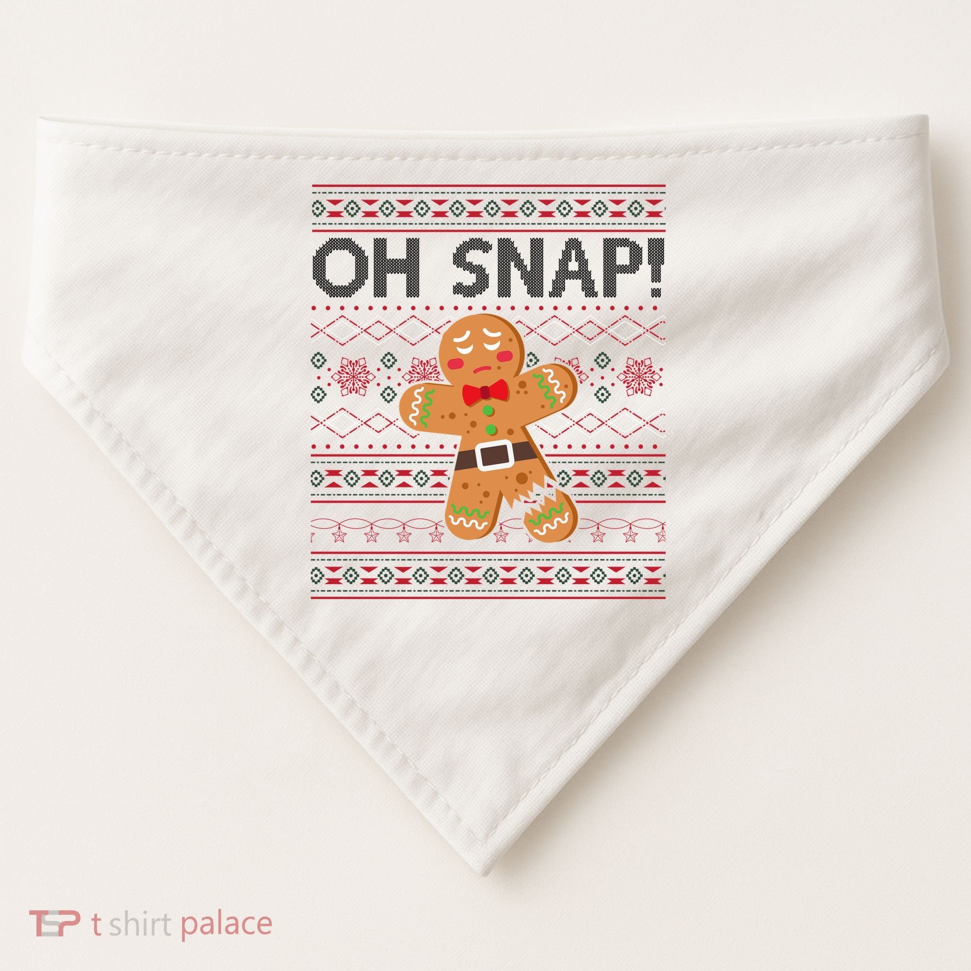 Oh Snap Gingerbread Ugly Christmas Funny USA-Made Doggie Bandana