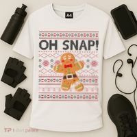 Oh Snap Gingerbread Ugly Christmas Funny Cooling Performance Crew T-Shirt thumb 3