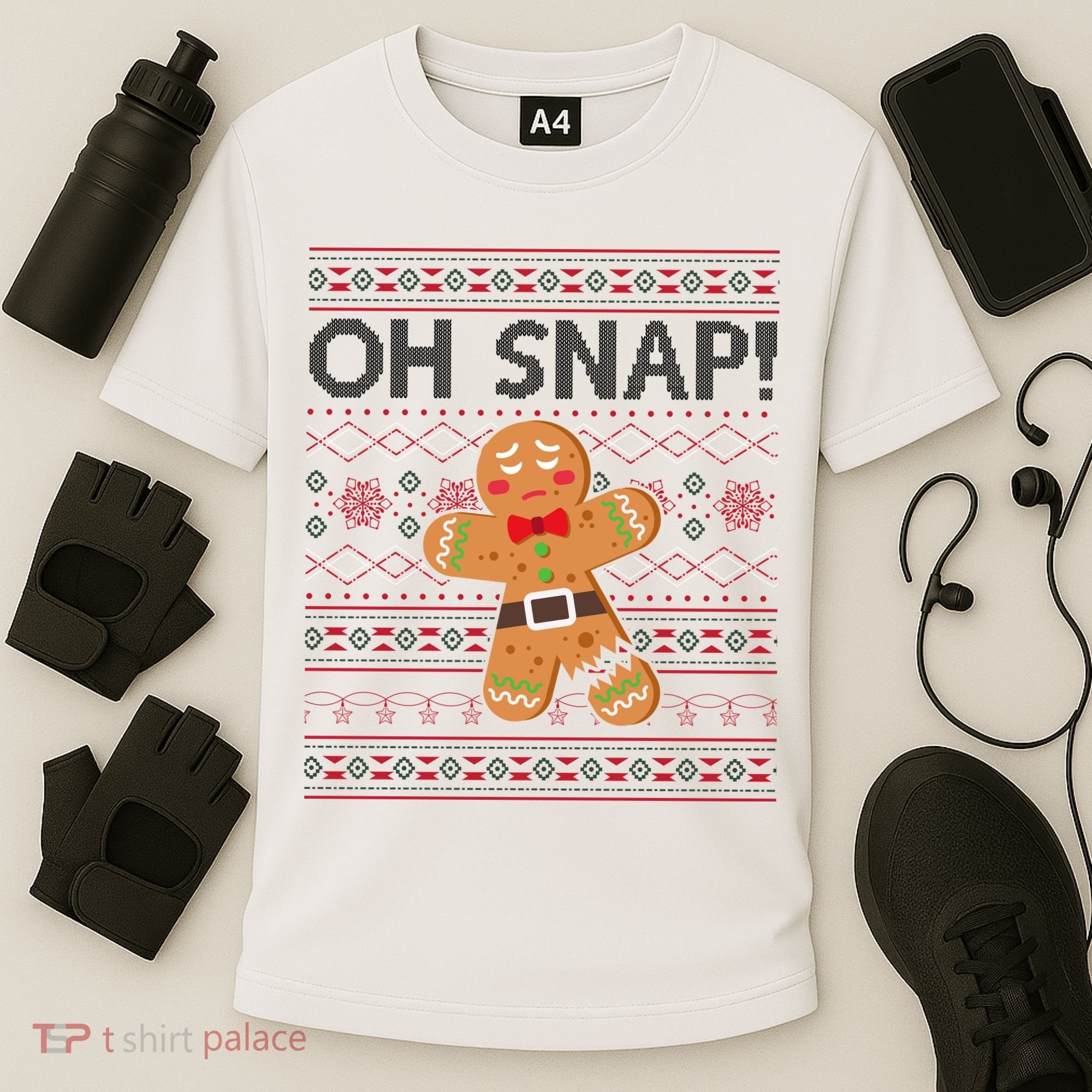 Oh Snap Gingerbread Ugly Christmas Funny Cooling Performance Crew T-Shirt