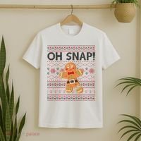 Oh Snap Gingerbread Ugly Christmas Funny T-Shirt thumb 2
