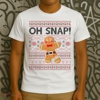 Oh Snap Gingerbread Ugly Christmas Funny T-Shirt thumb 3