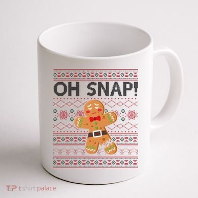 Oh Snap Gingerbread Ugly Christmas Funny Coffee Mug back