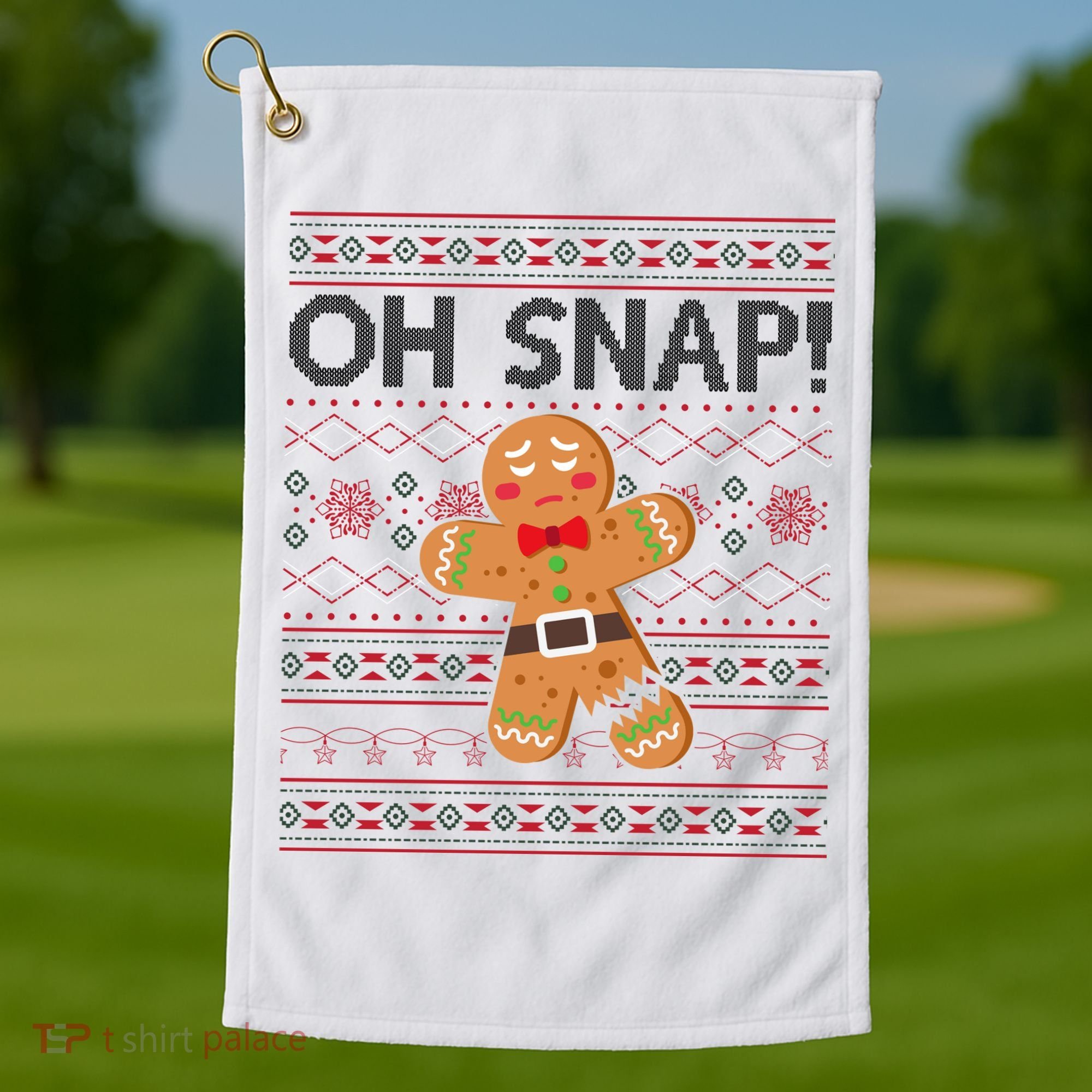 Oh Snap Gingerbread Ugly Christmas Funny Golf Towel