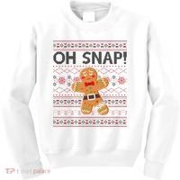 Oh Snap Gingerbread Ugly Christmas Funny Kids Sweatshirt thumb 0