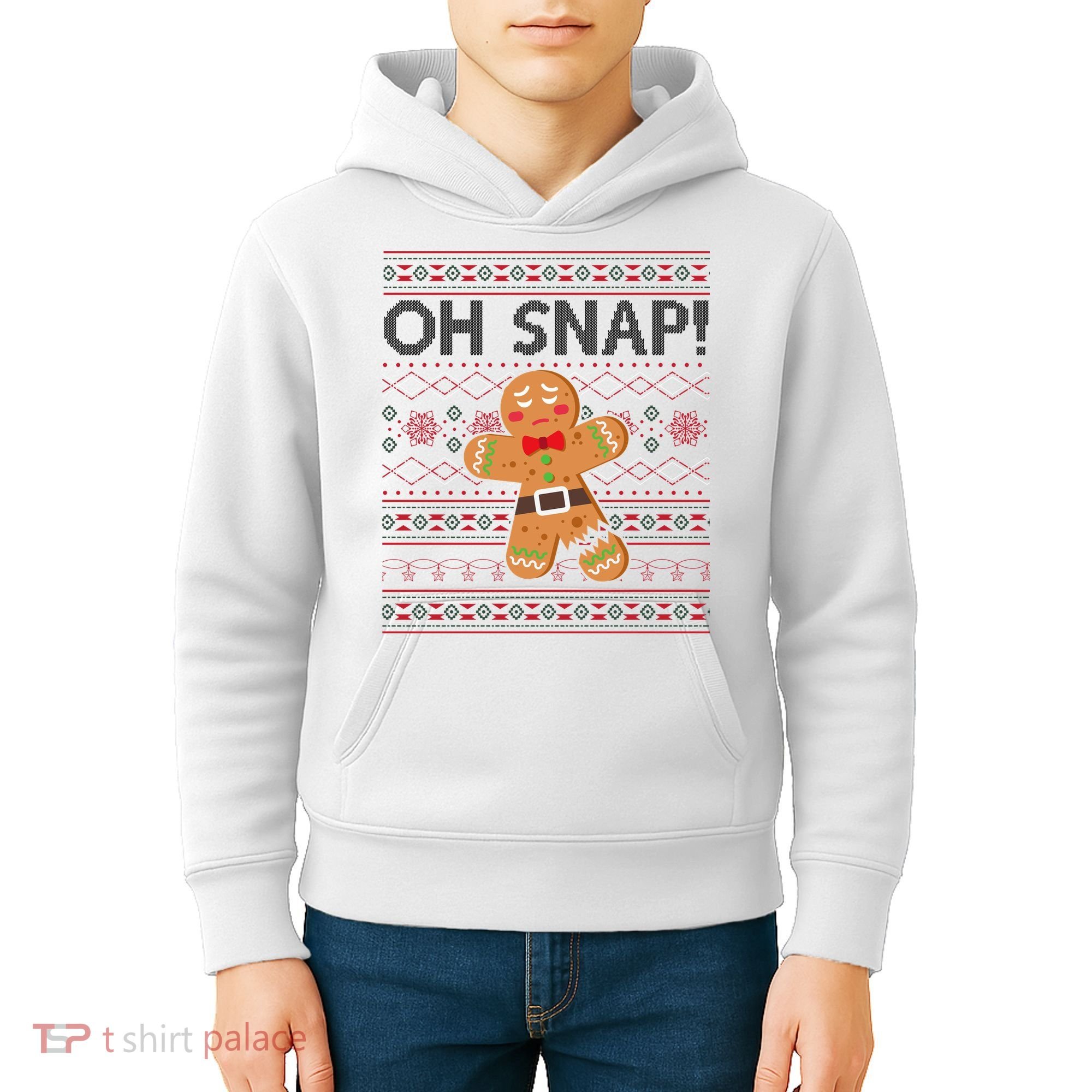 Oh Snap Gingerbread Ugly Christmas Funny Kids Hoodie