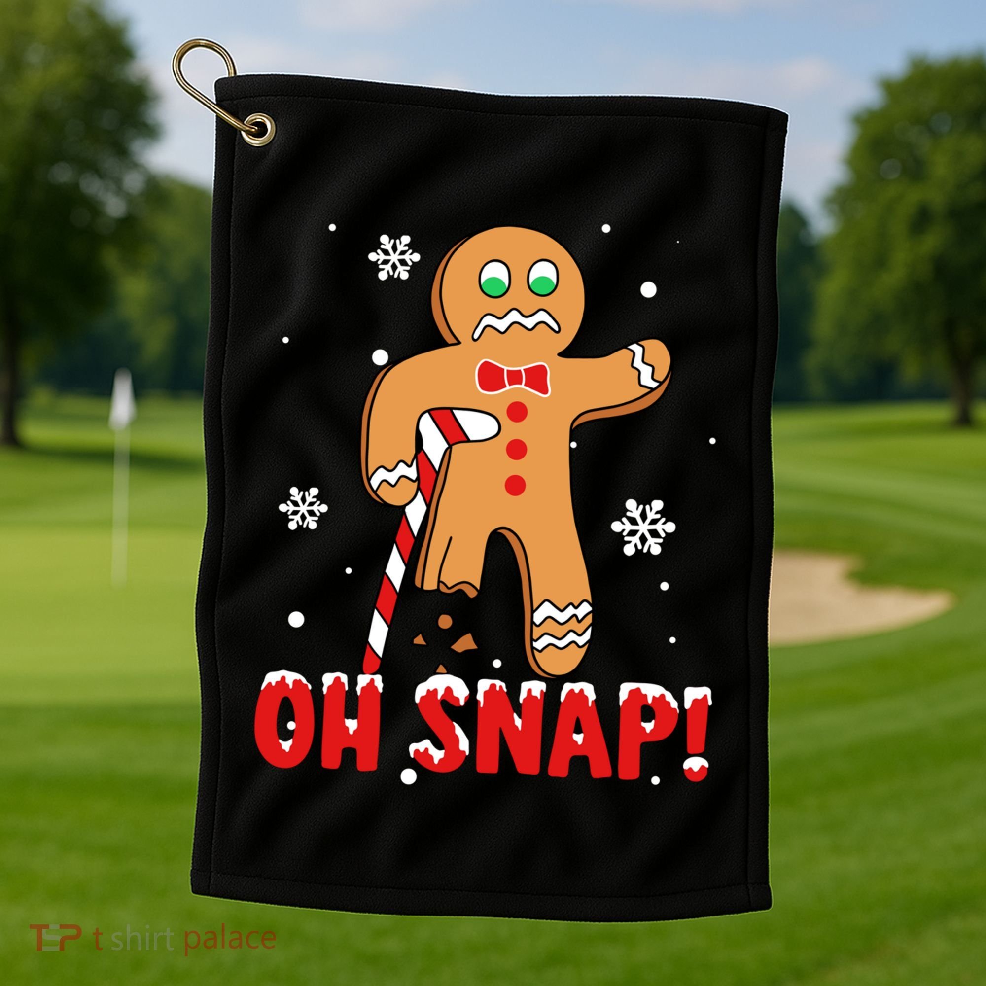 Oh Snap Gingerbread Christmas Xmas Happy Holiday Gift Golf Towel