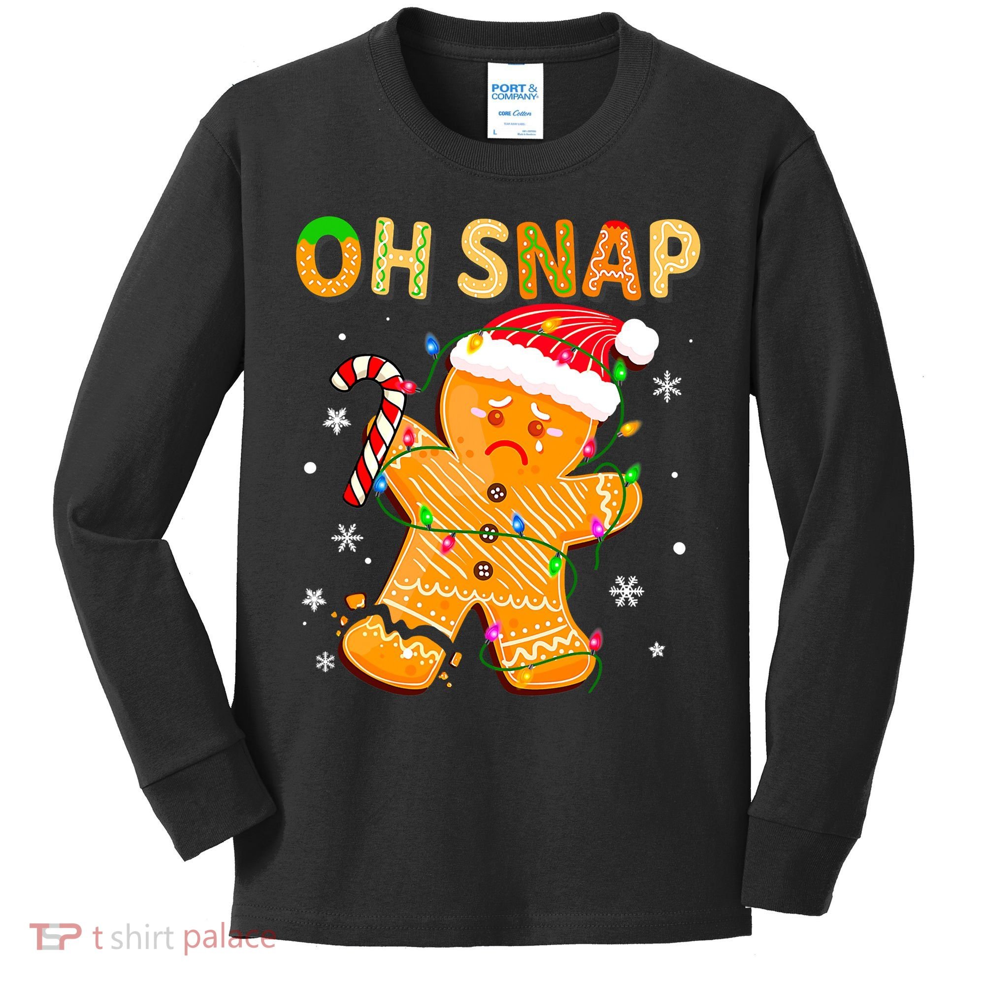 Oh Snap Gingerbread Man Christmas Cookie Costume Baking Team Kids Long Sleeve Shirt