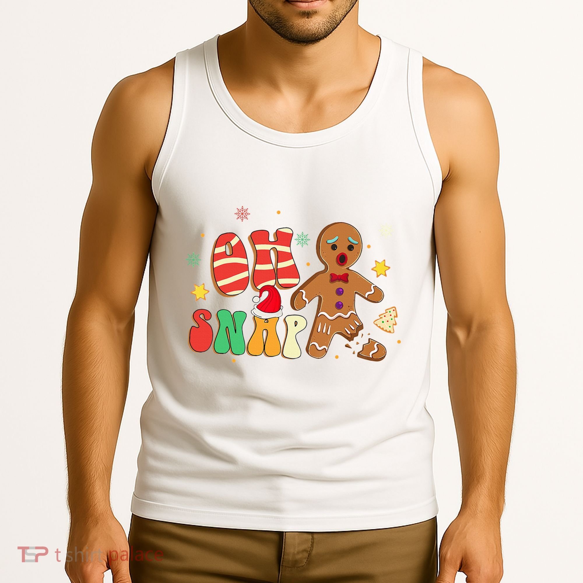 Oh Snap Gingerbread Man Funny Christmas Xmas Tank Top