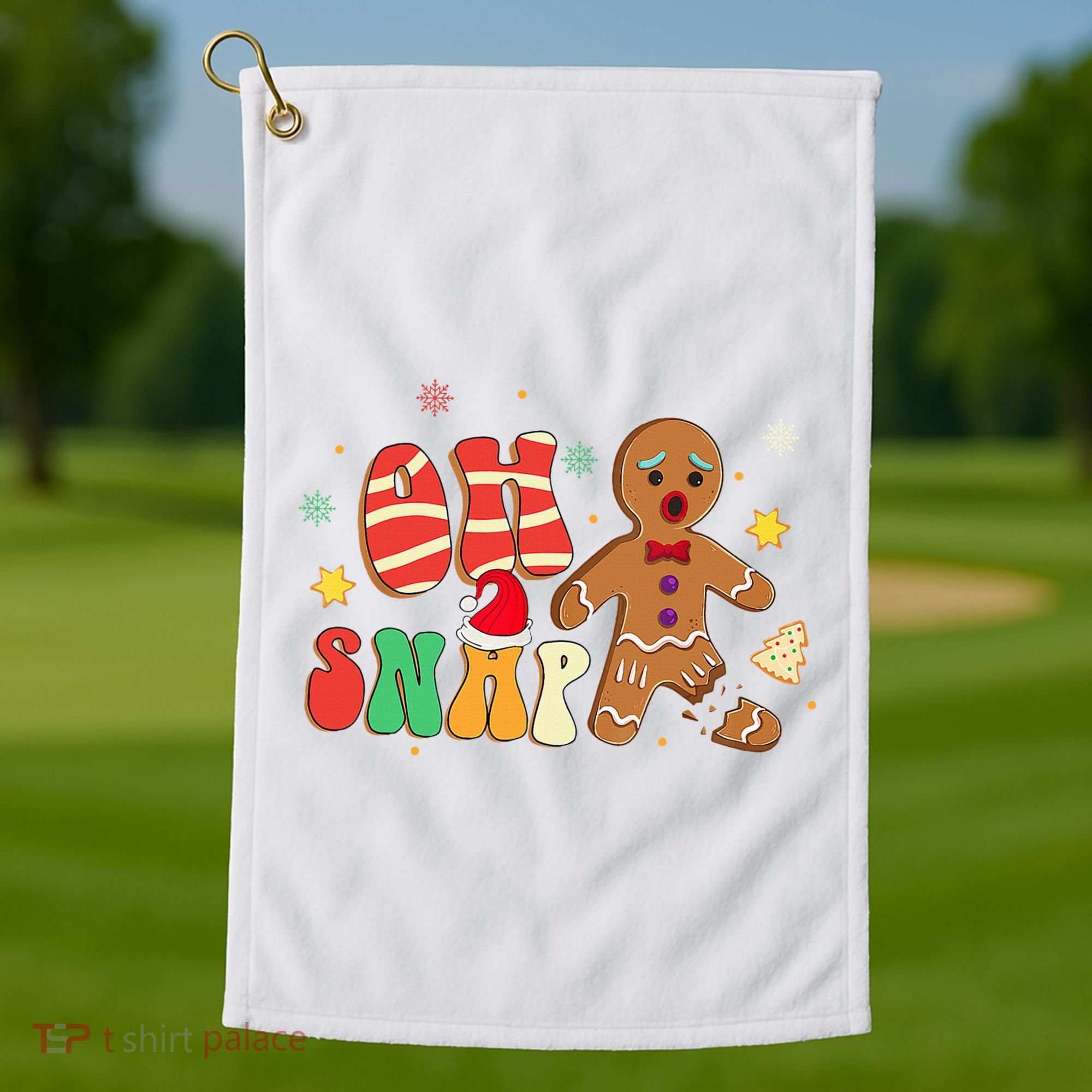 Oh Snap Gingerbread Man Funny Christmas Xmas Golf Towel