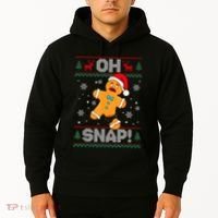 Oh Snap Gingerbread Man Cookie Christmas Funny Ugly Sweater Hoodie thumb 2