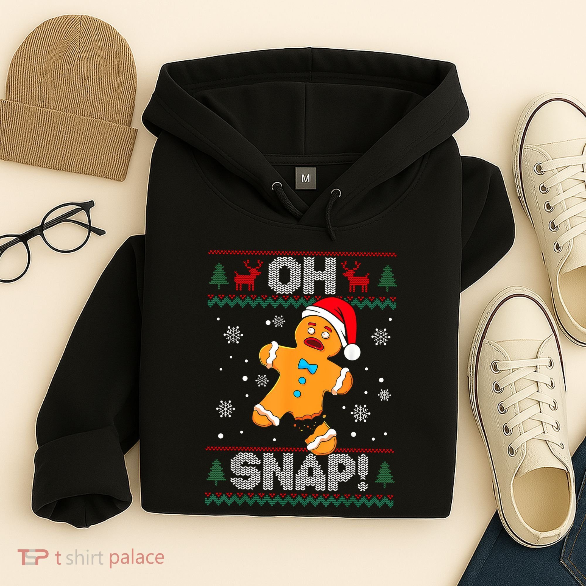 Oh Snap Gingerbread Man Cookie Christmas Funny Ugly Sweater Hoodie
