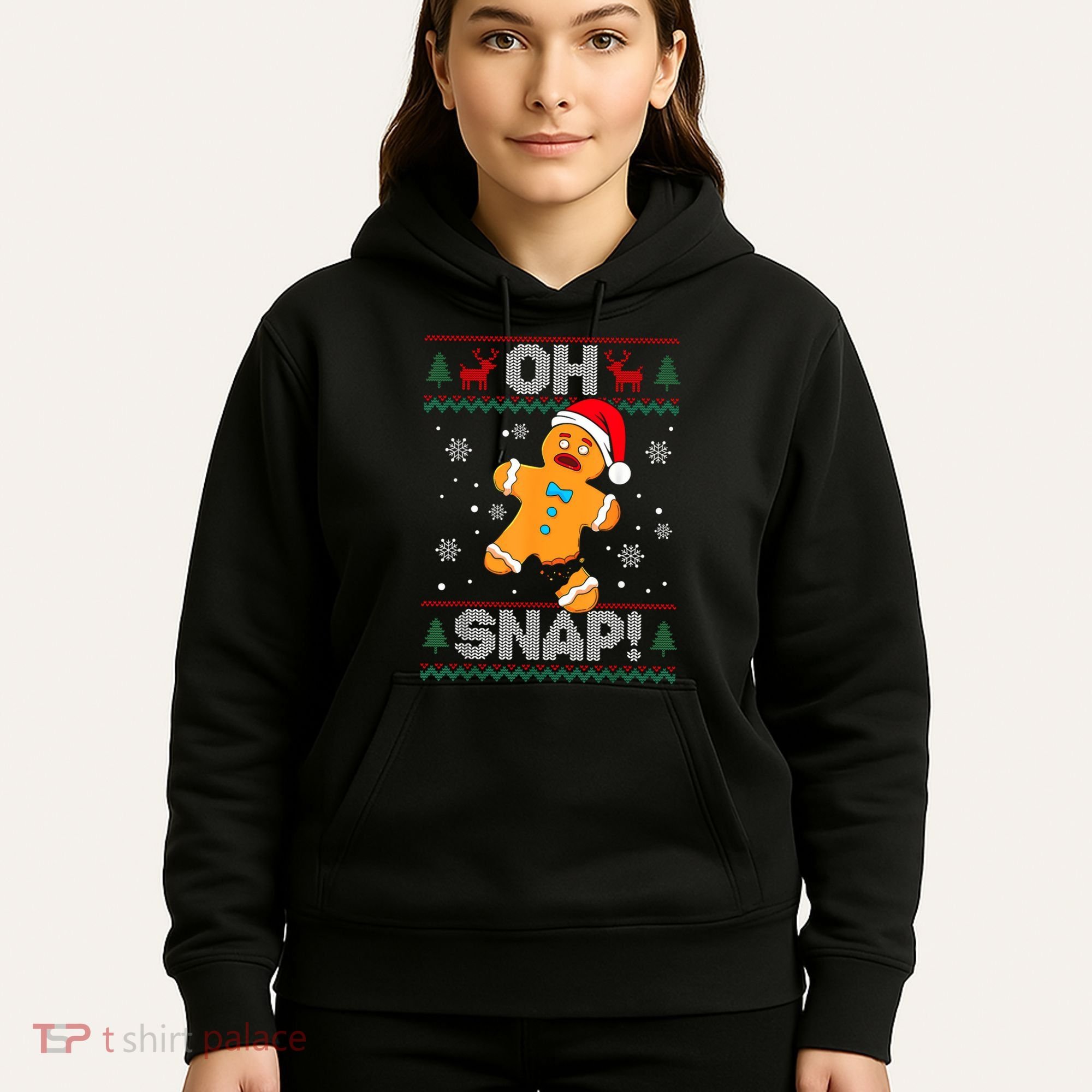 Oh Snap Gingerbread Man Cookie Christmas Funny Ugly Sweater Hoodie