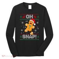 Oh Snap Gingerbread Man Cookie Christmas Funny Ugly Sweater Long Sleeve Shirt thumb 0