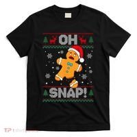 Oh Snap Gingerbread Man Cookie Christmas Funny Ugly Sweater T-Shirt thumb 0