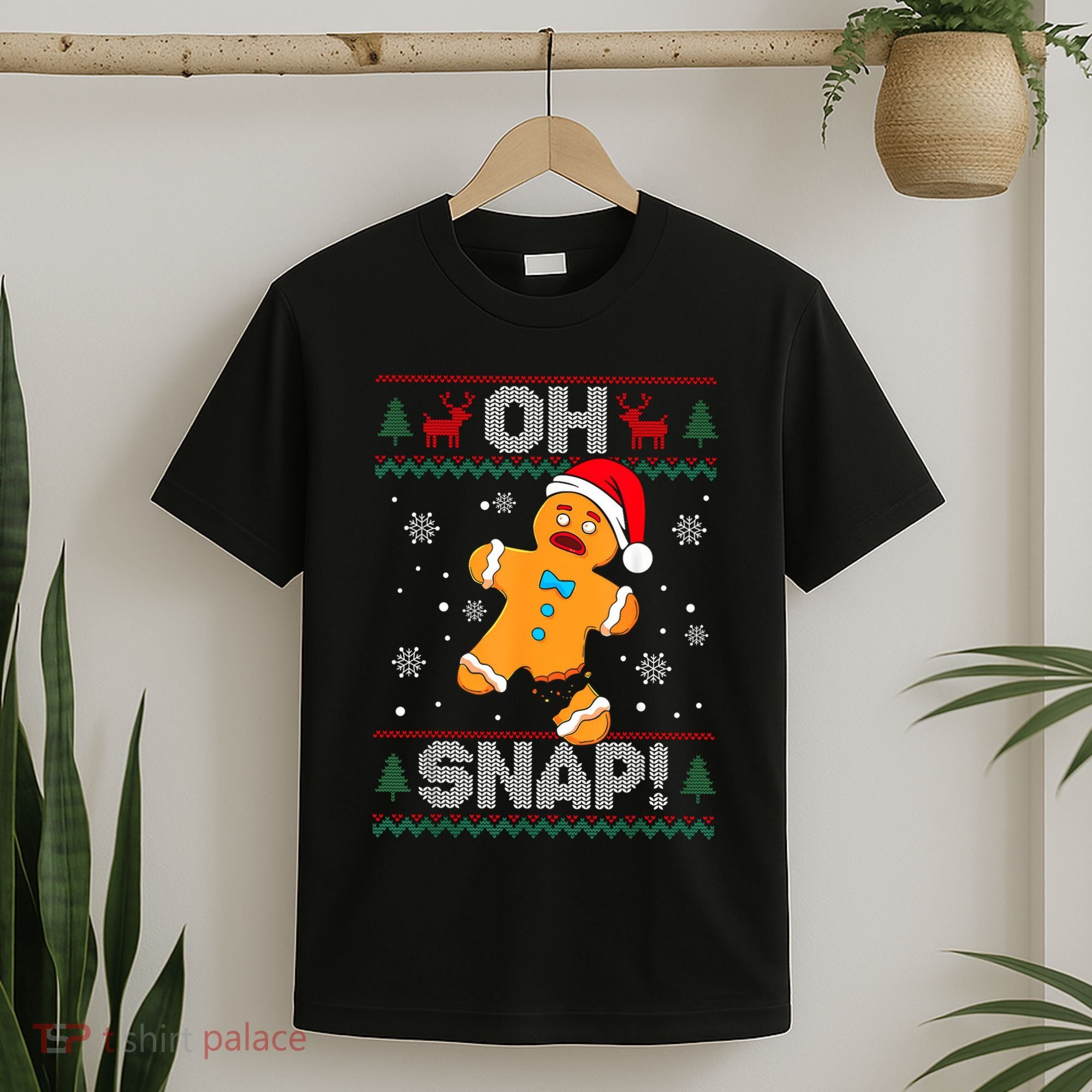 Oh Snap Gingerbread Man Cookie Christmas Funny Ugly Sweater T-Shirt