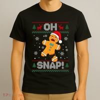 Oh Snap Gingerbread Man Cookie Christmas Funny Ugly Sweater T-Shirt thumb 3