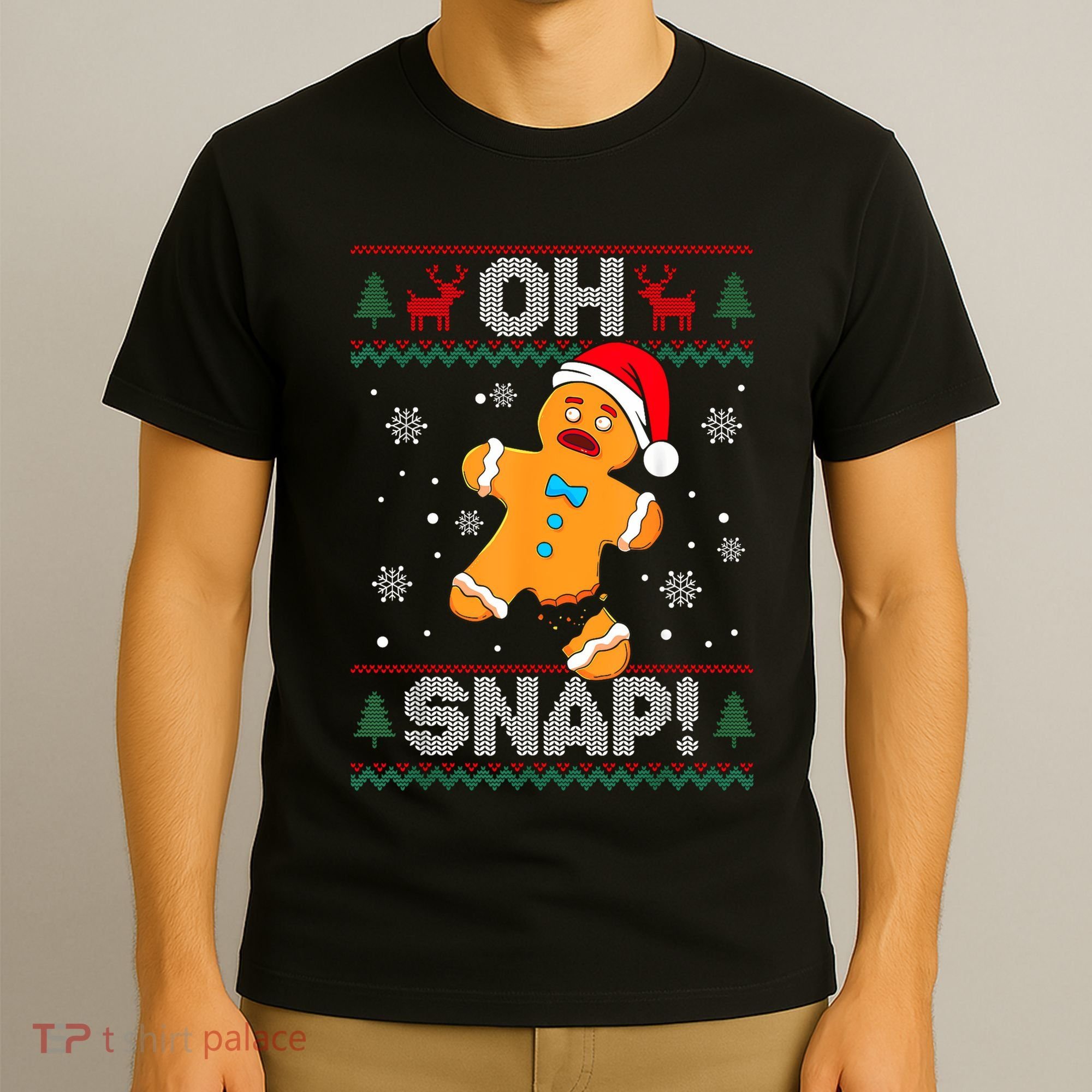 Oh Snap Gingerbread Man Cookie Christmas Funny Ugly Sweater T-Shirt