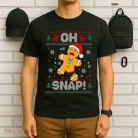 Oh Snap Gingerbread Man Cookie Christmas Funny Ugly Sweater T-Shirt thumb 6