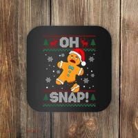 Oh Snap Gingerbread Man Cookie Christmas Funny Ugly Sweater Coaster thumb 0
