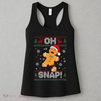 Oh Snap Gingerbread Man Cookie Christmas Funny Ugly Sweater Women's Tank Top thumb 3