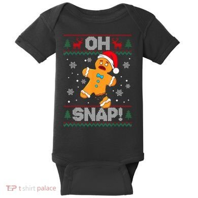 Oh Snap Gingerbread Man Cookie Christmas Funny Ugly Sweater Baby Bodysuit
