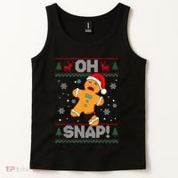 Oh Snap Gingerbread Man Cookie Christmas Funny Ugly Sweater Tank Top thumb 2