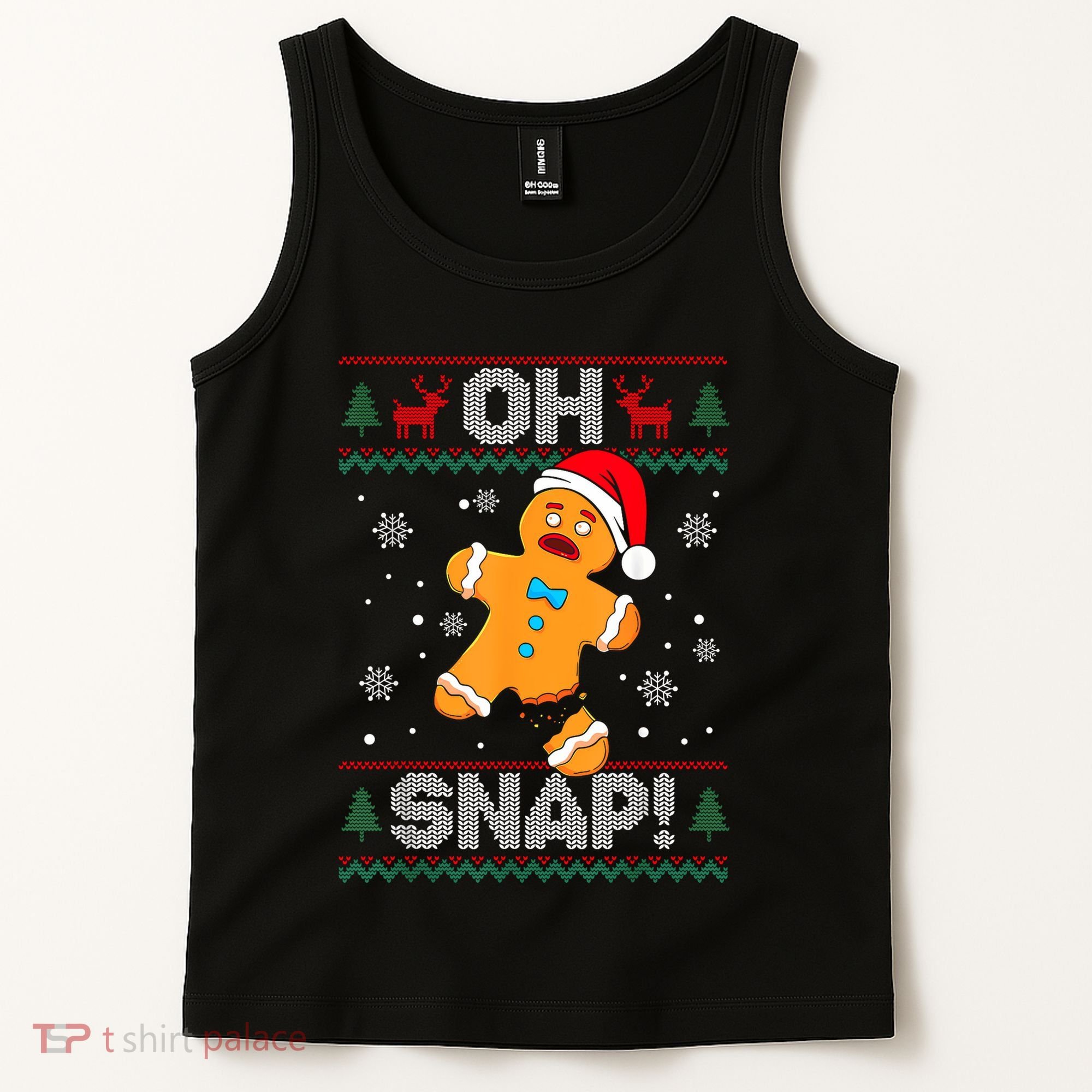 Oh Snap Gingerbread Man Cookie Christmas Funny Ugly Sweater Tank Top