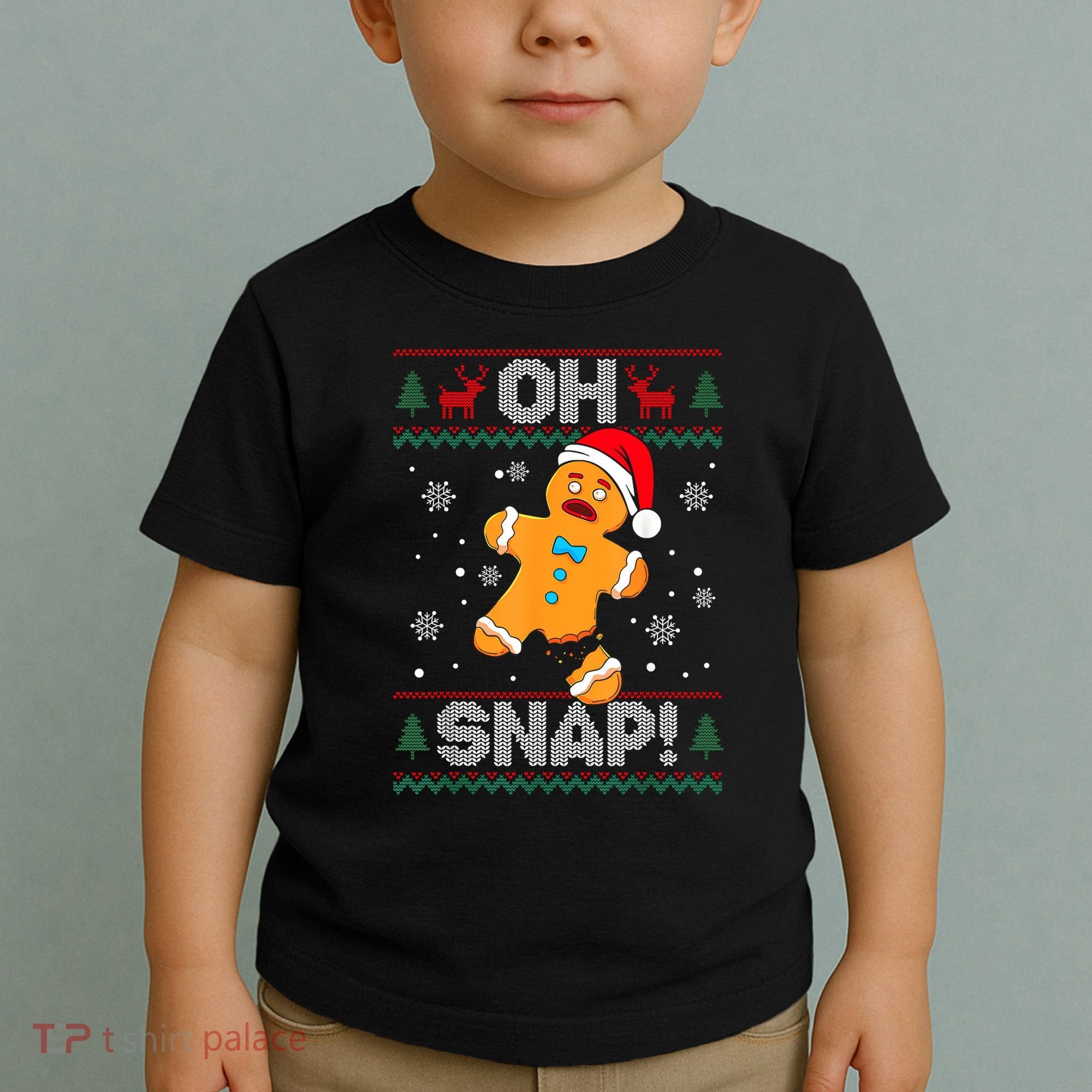 Oh Snap Gingerbread Man Cookie Christmas Funny Ugly Sweater Toddler T-Shirt