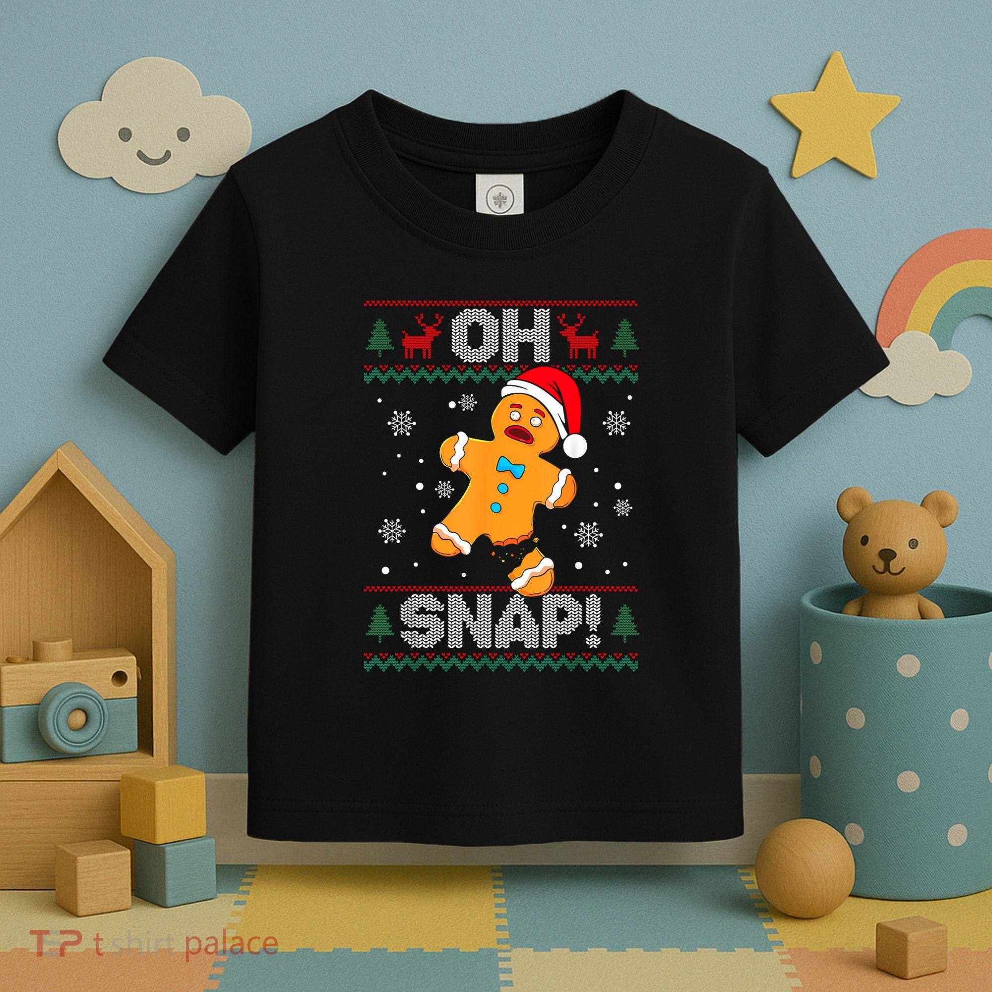 Oh Snap Gingerbread Man Cookie Christmas Funny Ugly Sweater Toddler T-Shirt