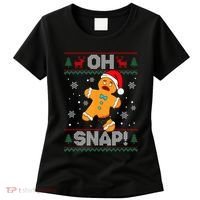Oh Snap Gingerbread Man Cookie Christmas Funny Ugly Sweater Women's T-Shirt thumb 0