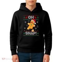Oh Snap Gingerbread Man Cookie Christmas Funny Ugly Sweater Kids Hoodie thumb 4