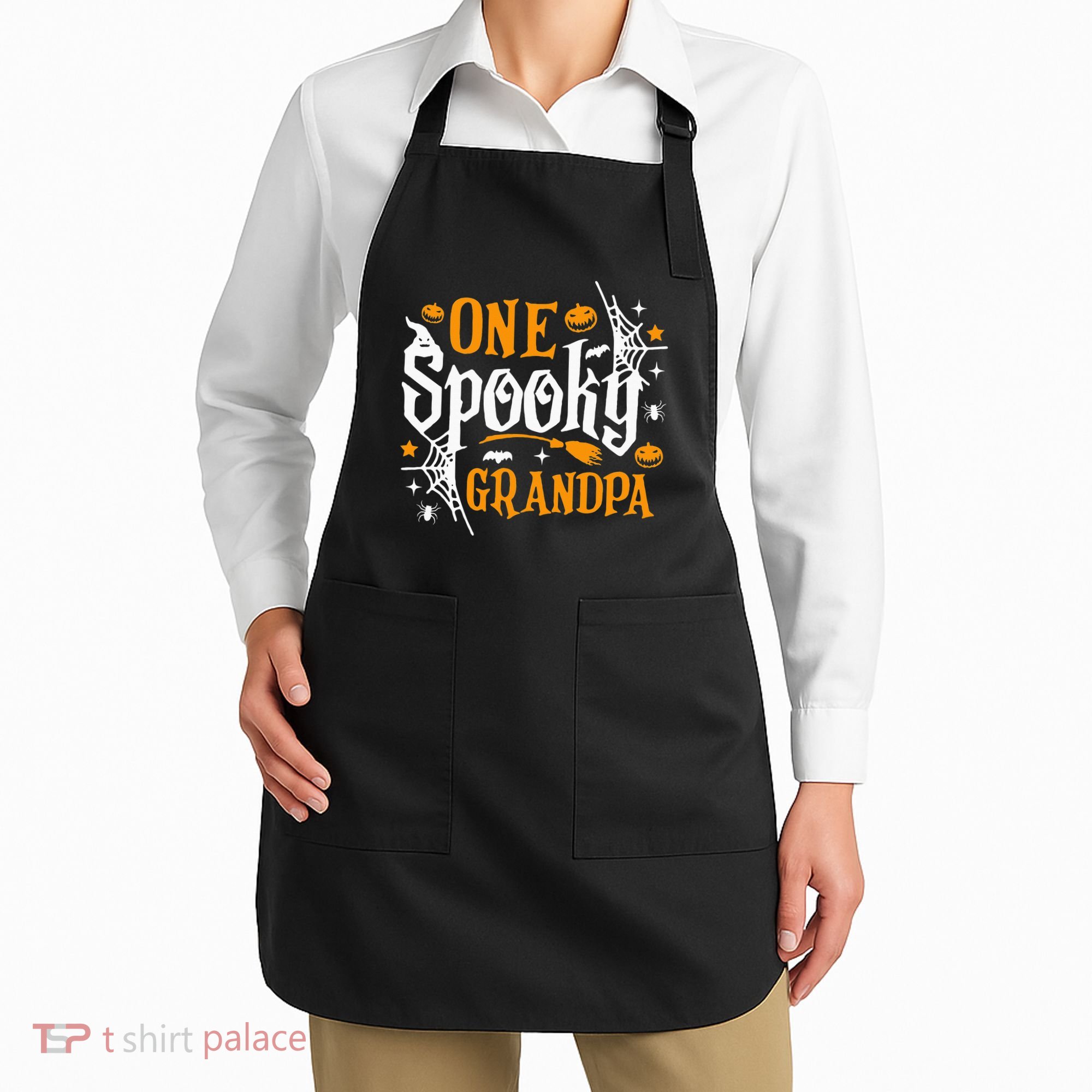 One Spooky Grandpa Funny Halloween Matching Family Apron
