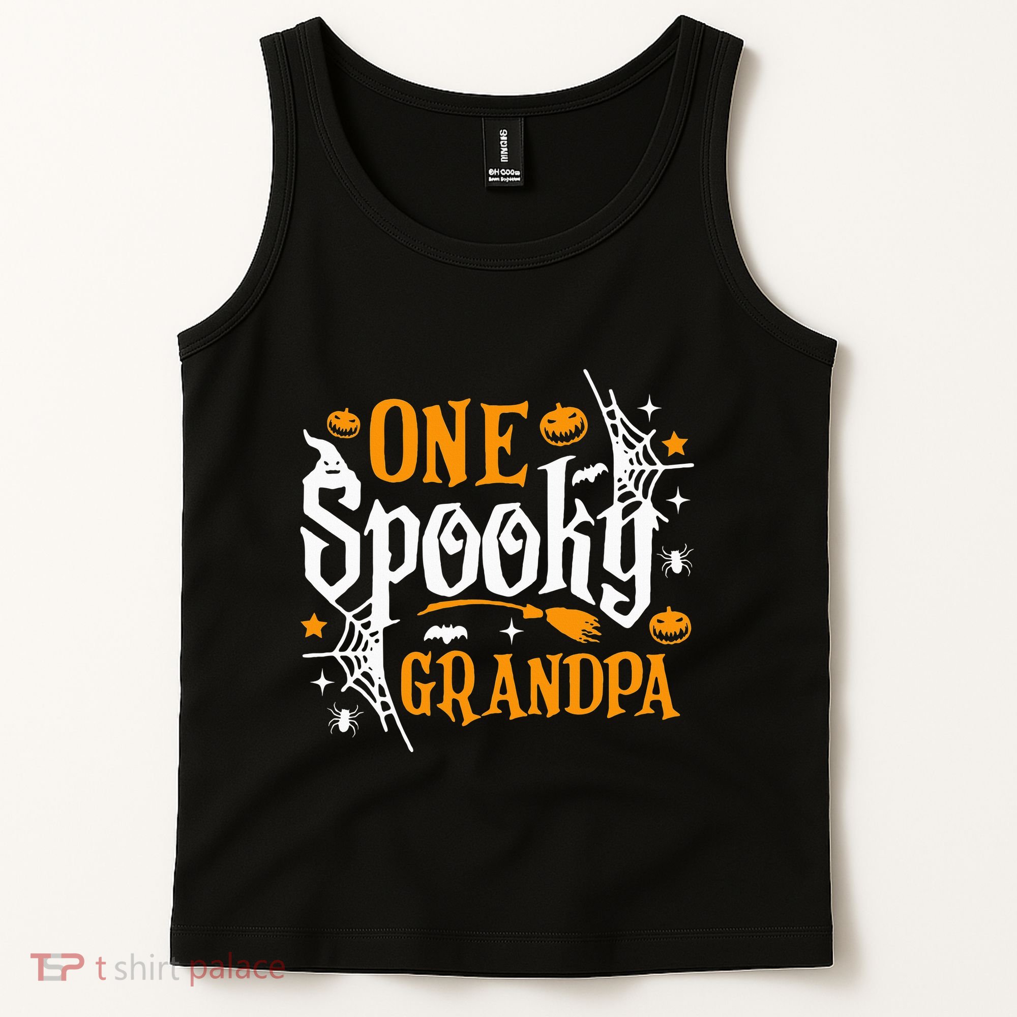 One Spooky Grandpa Funny Halloween Matching Family Tank Top