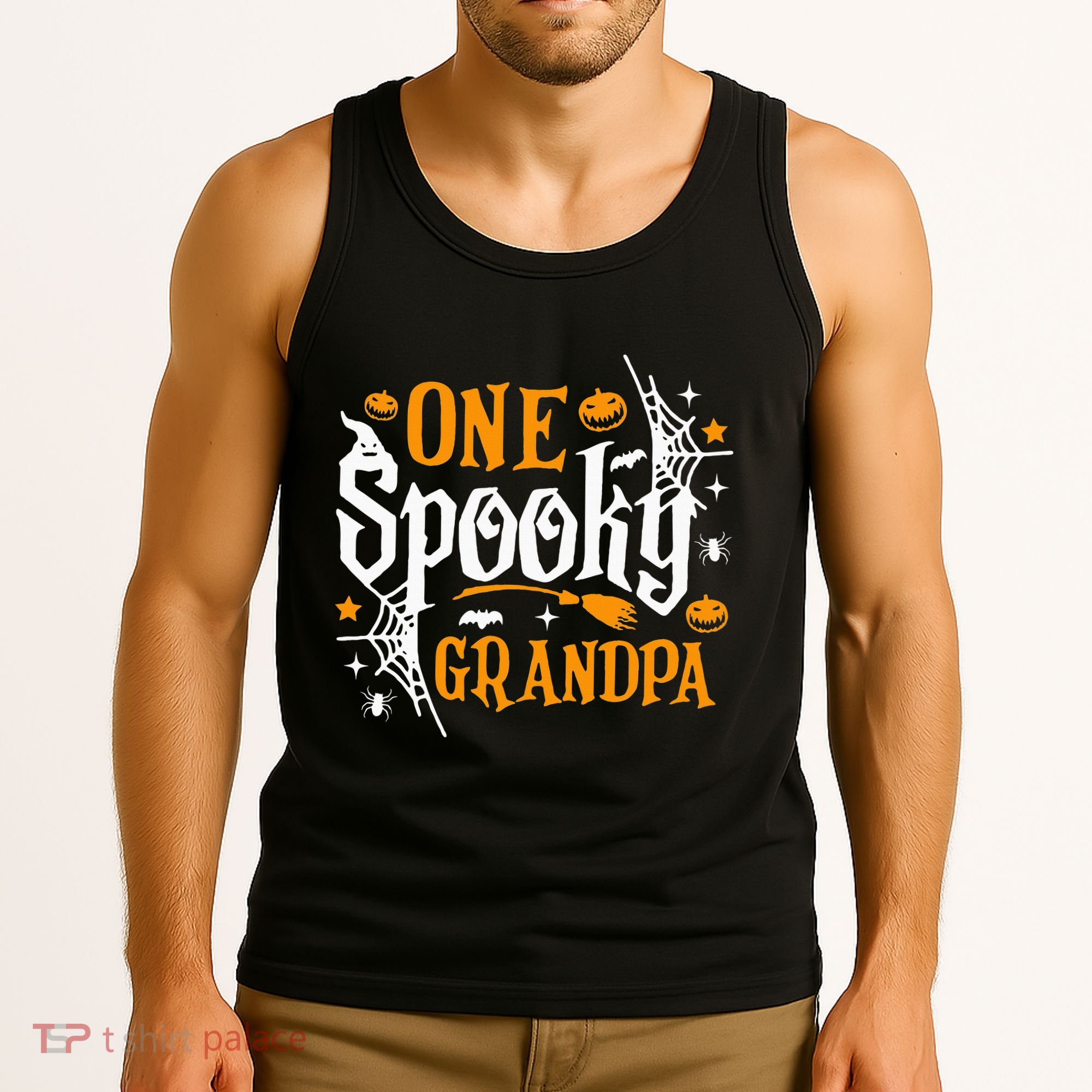 One Spooky Grandpa Funny Halloween Matching Family Tank Top