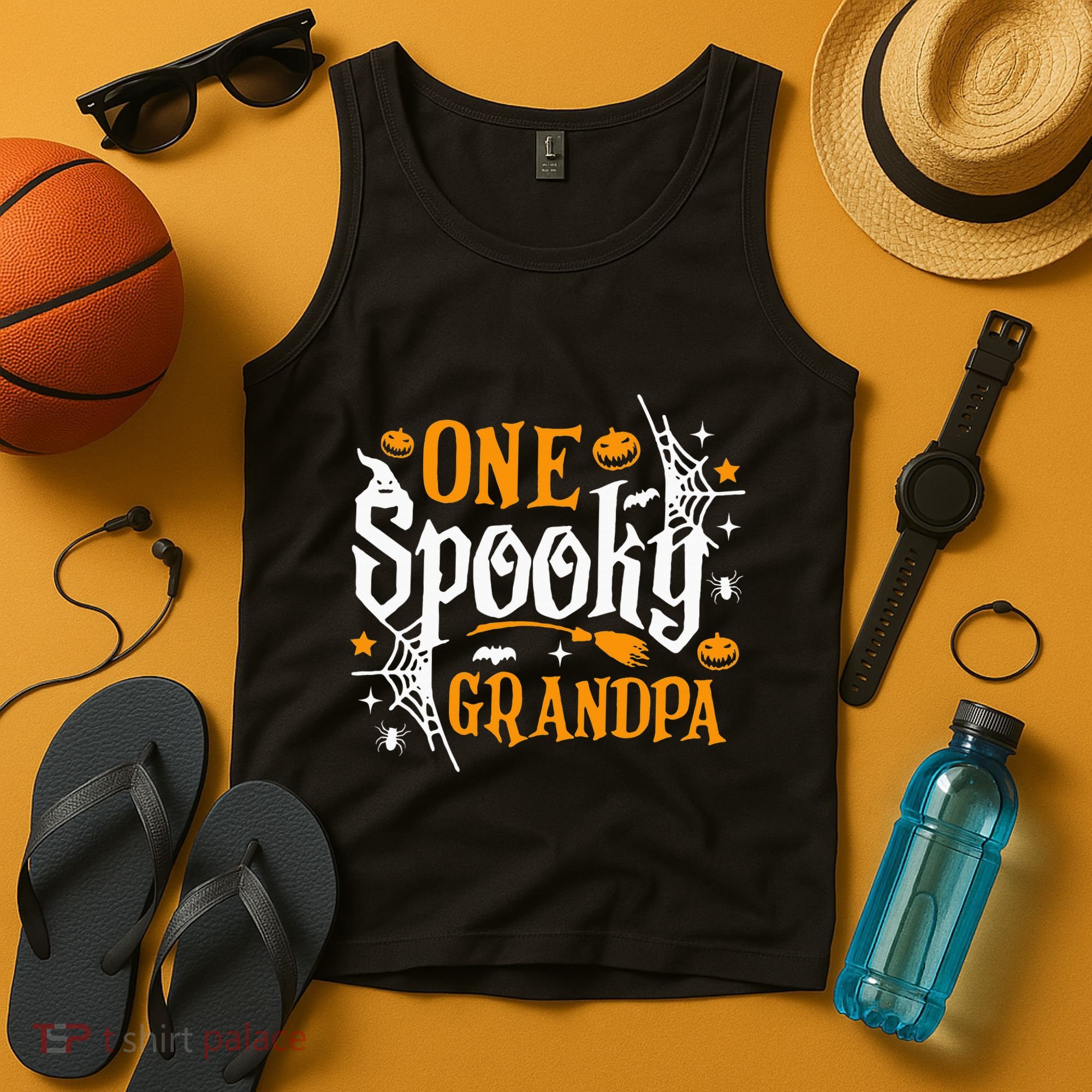 One Spooky Grandpa Funny Halloween Matching Family Tank Top