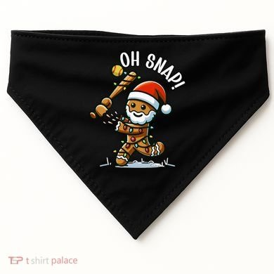 Oh Snap Gingerbreadman Christmas Softball USA-Made Doggie Bandana