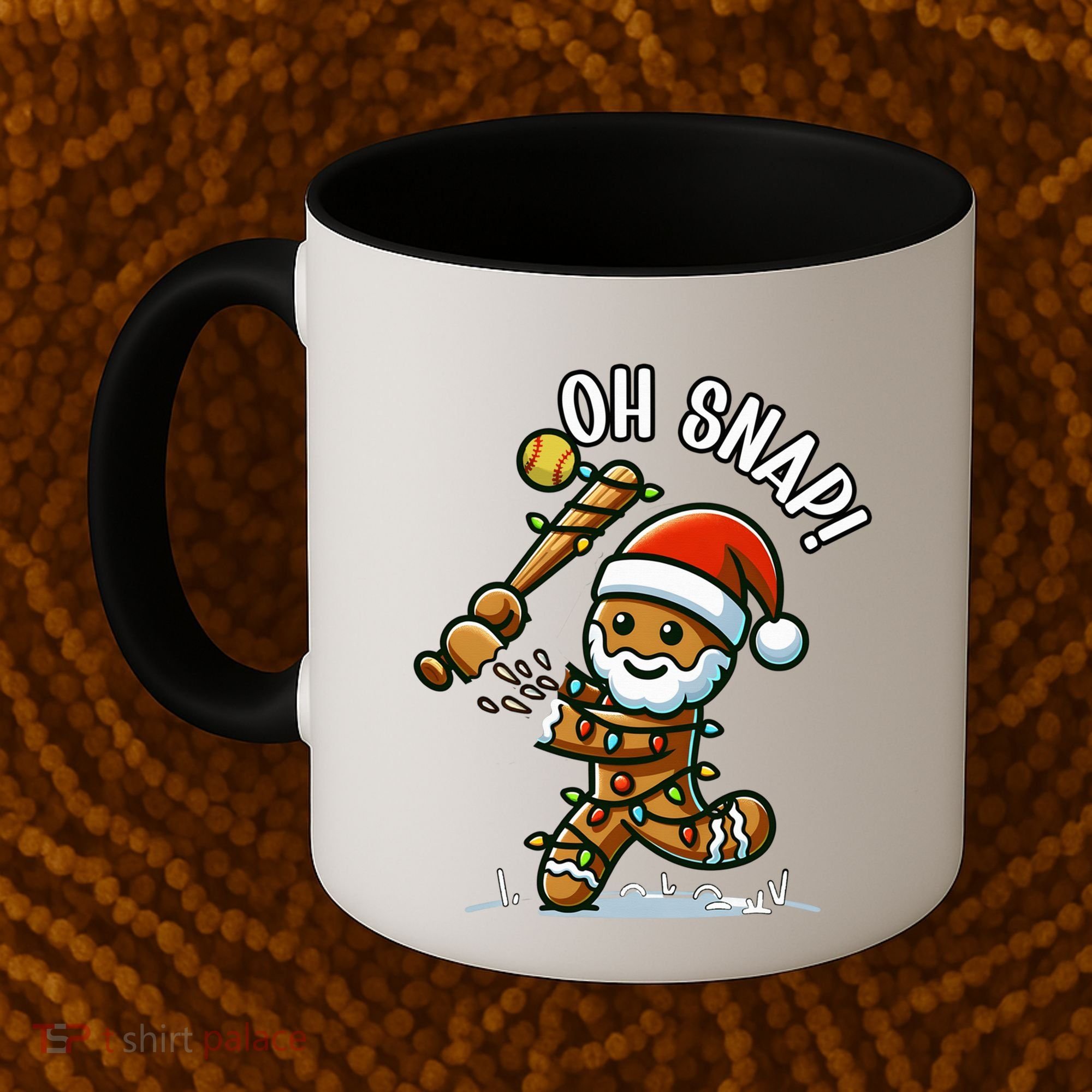 Oh Snap Gingerbreadman Christmas Softball Coffee Mug