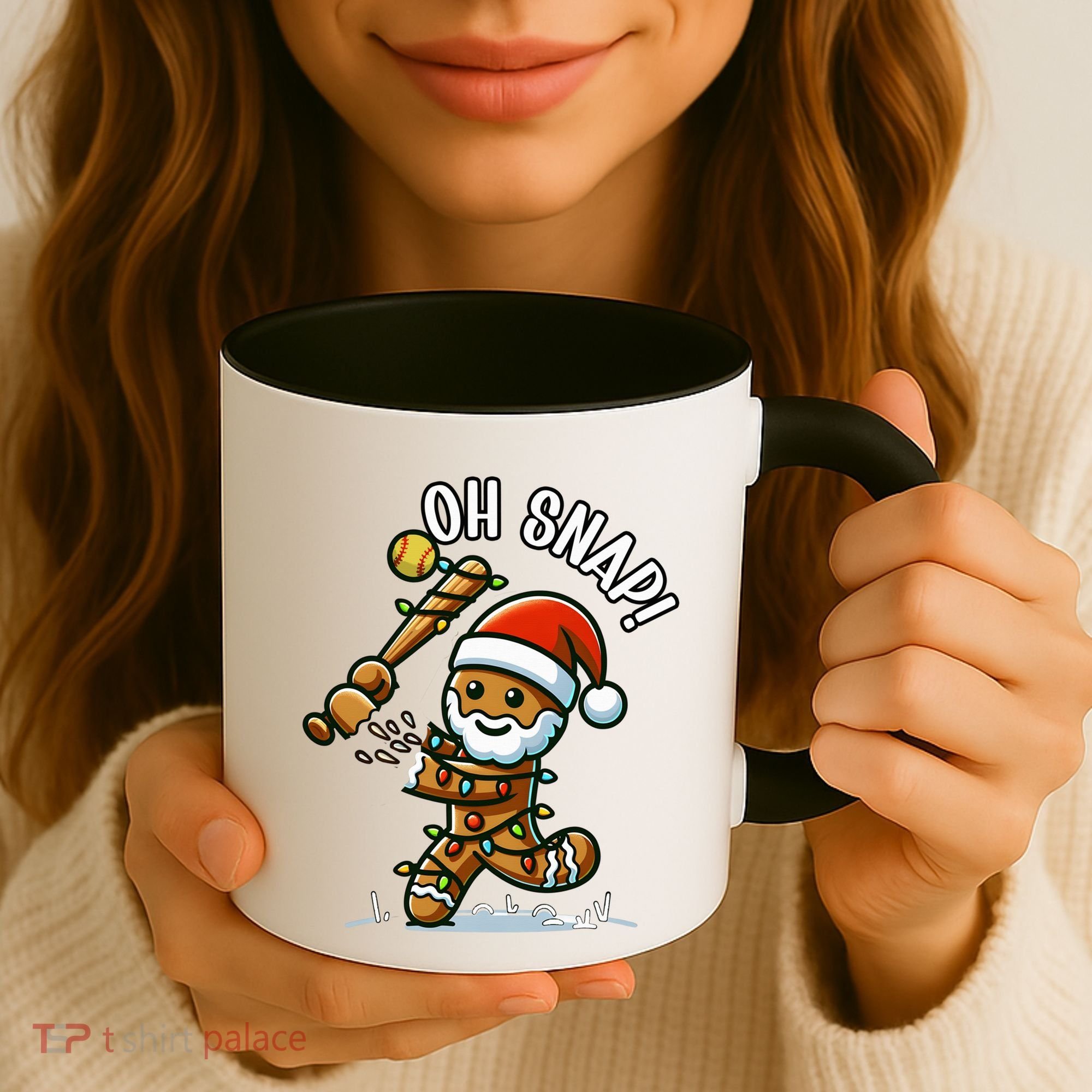 Oh Snap Gingerbreadman Christmas Softball Coffee Mug