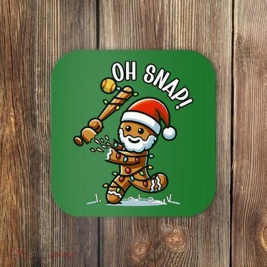 Oh Snap Gingerbreadman Christmas Softball Coaster