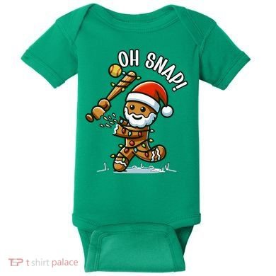 Oh Snap Gingerbreadman Christmas Softball Baby Bodysuit