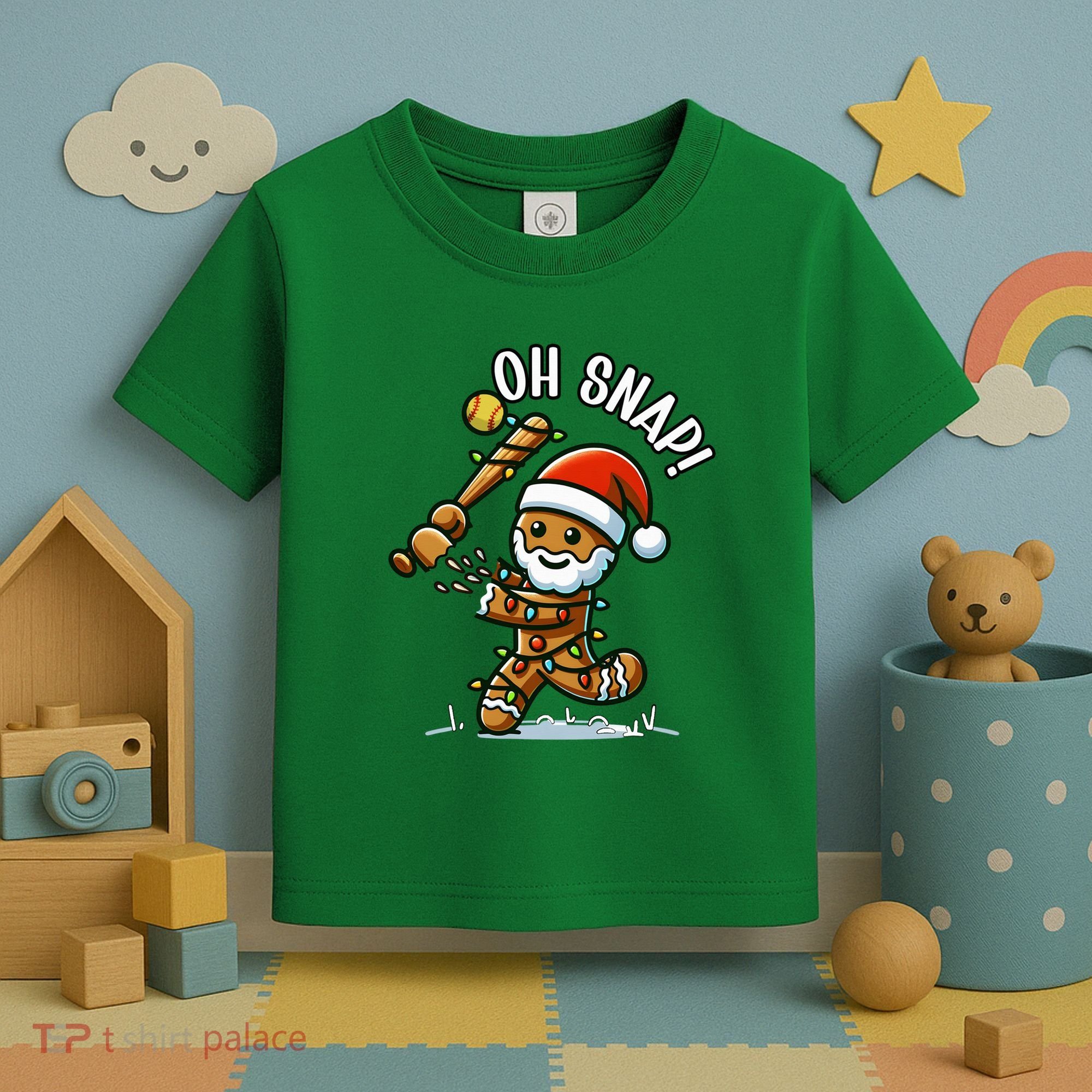 Oh Snap Gingerbreadman Christmas Softball Toddler T-Shirt