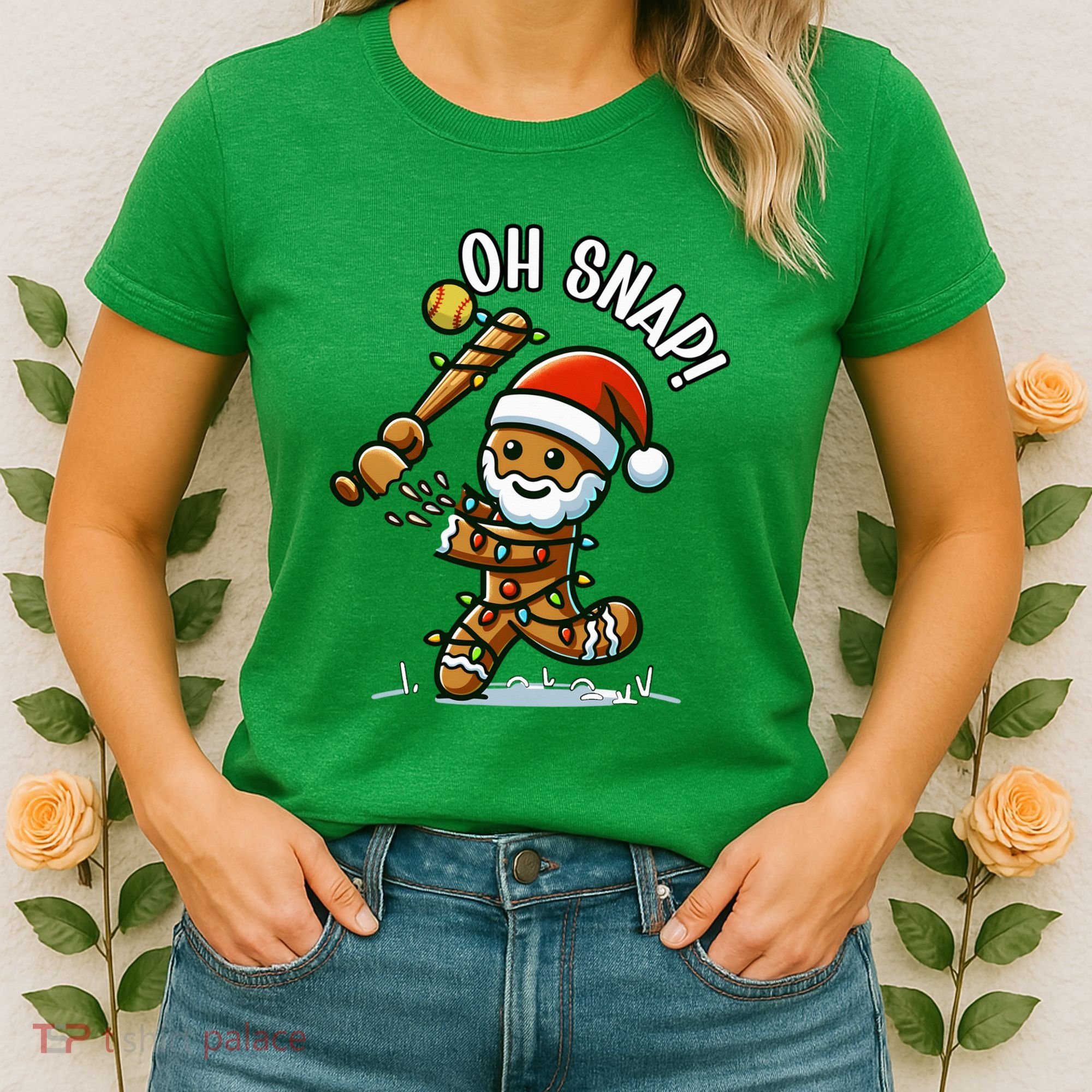 Oh Snap Gingerbreadman Christmas Softball Women's T-Shirt