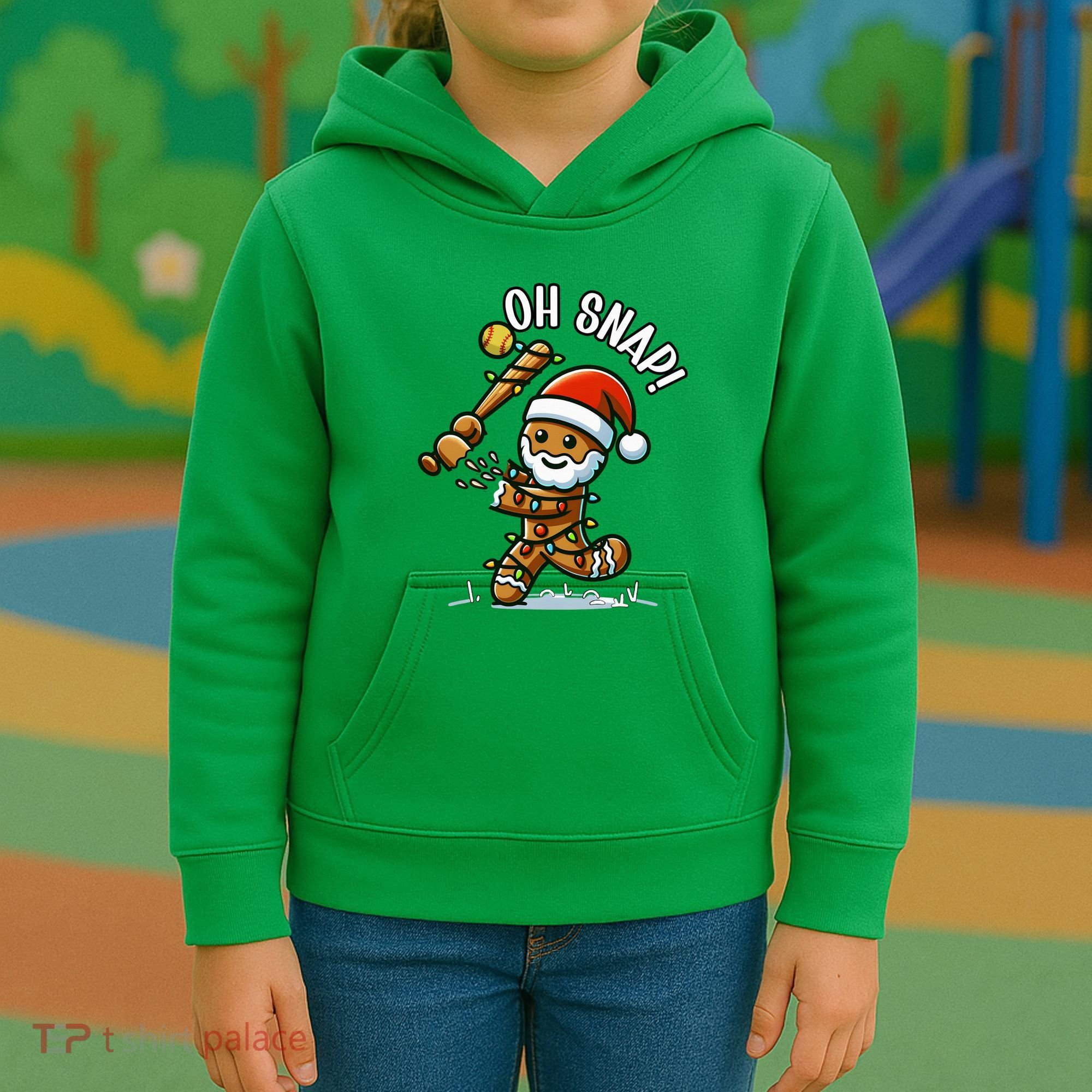 Oh Snap Gingerbreadman Christmas Softball Kids Hoodie