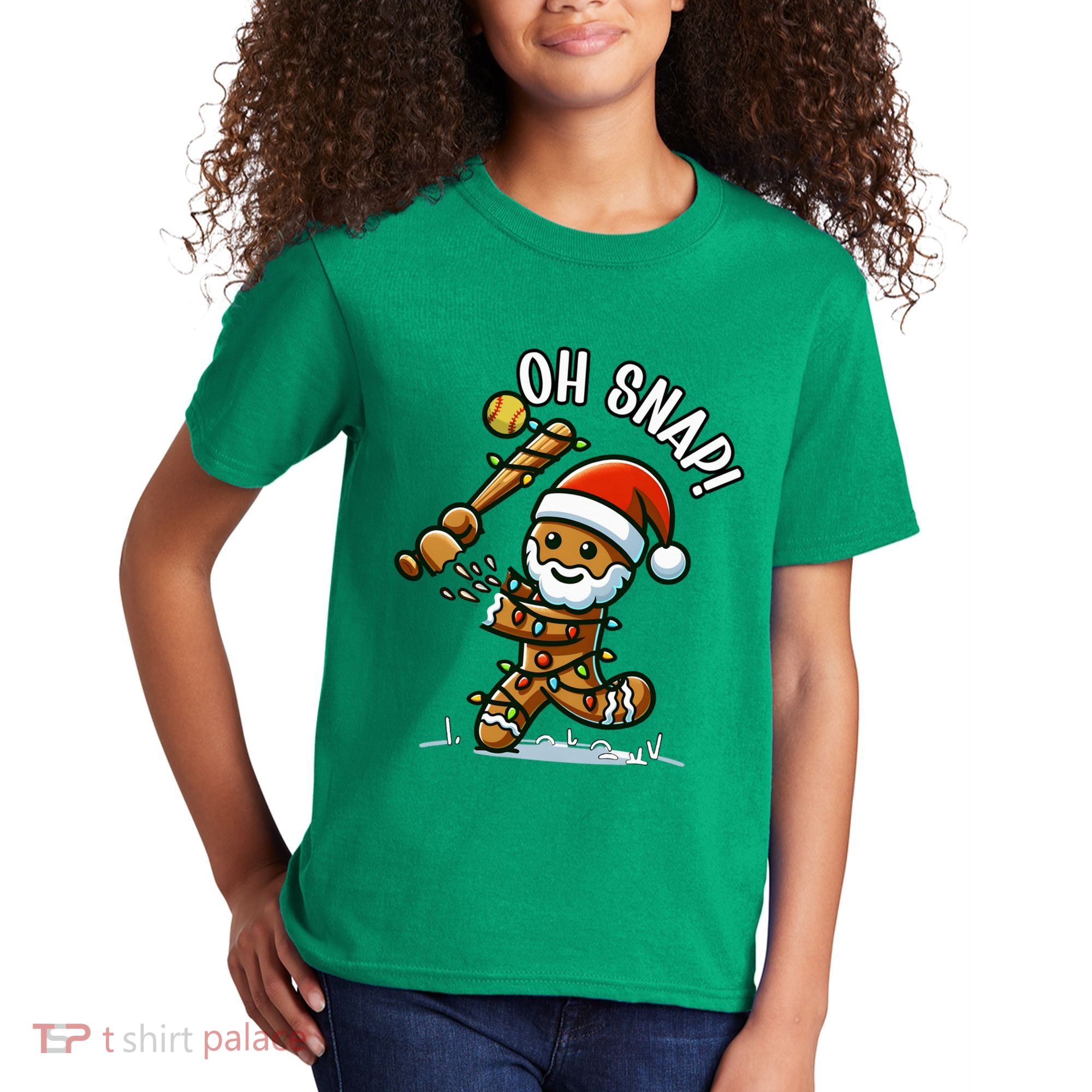 Oh Snap Gingerbreadman Christmas Softball Kids T-Shirt