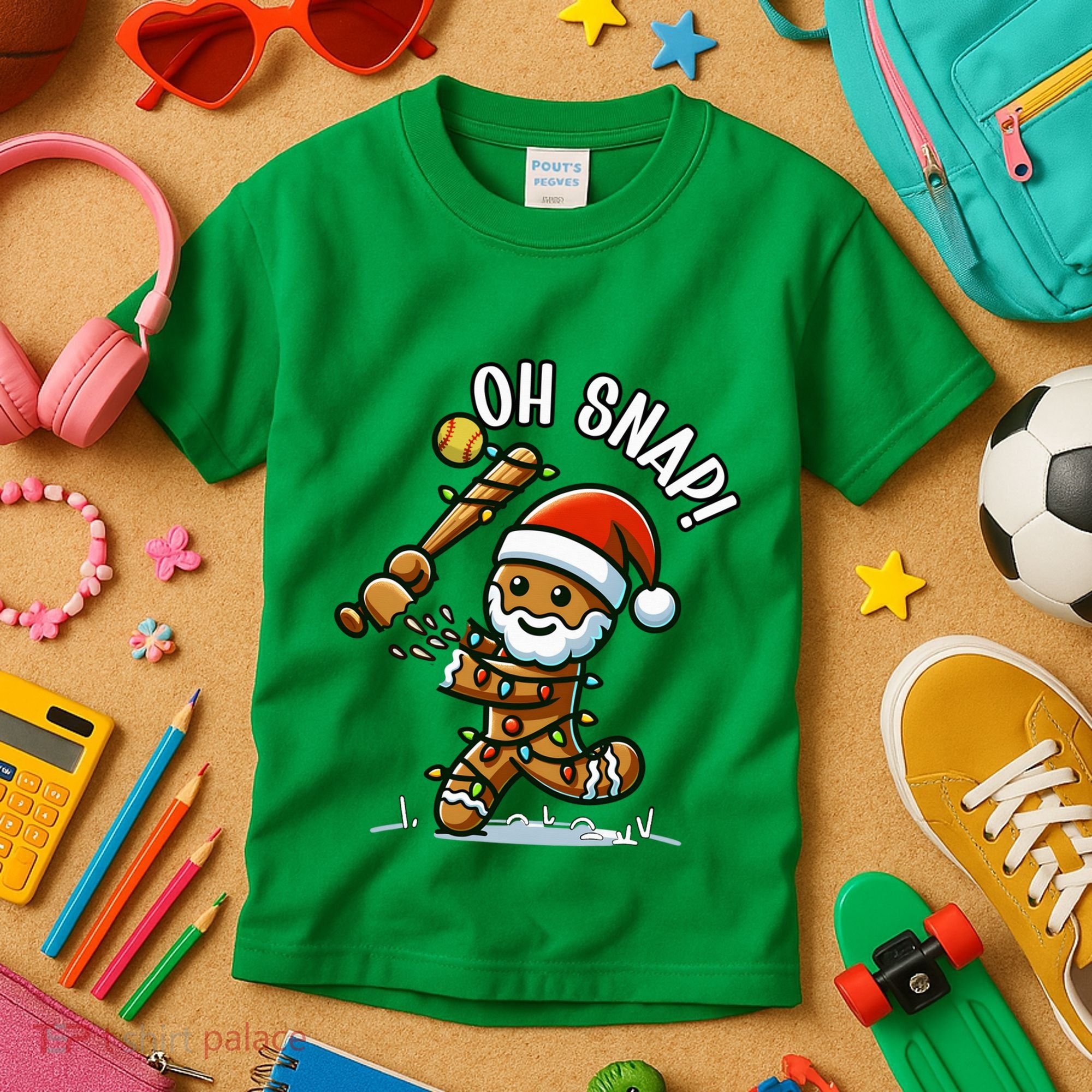 Oh Snap Gingerbreadman Christmas Softball Kids T-Shirt