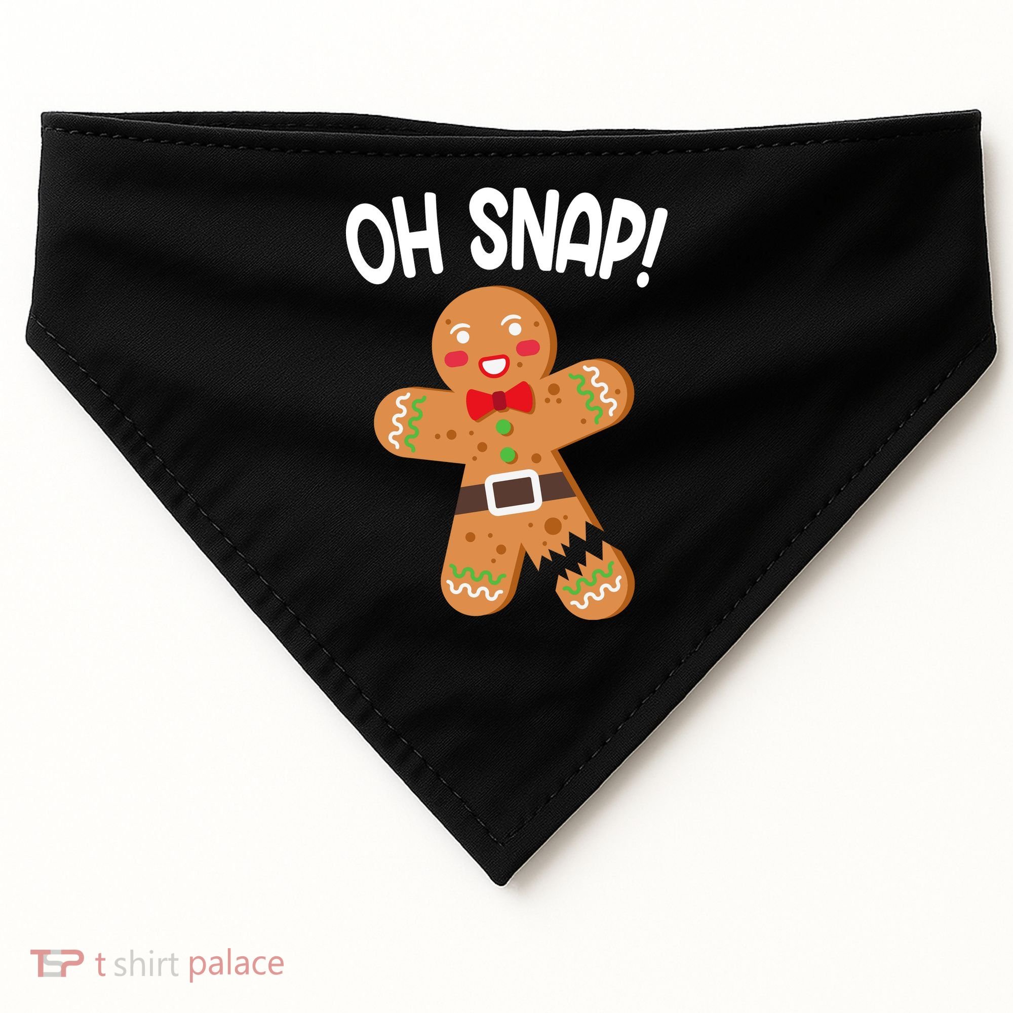 Oh Snap Gingerbread Funny Christmas USA-Made Doggie Bandana