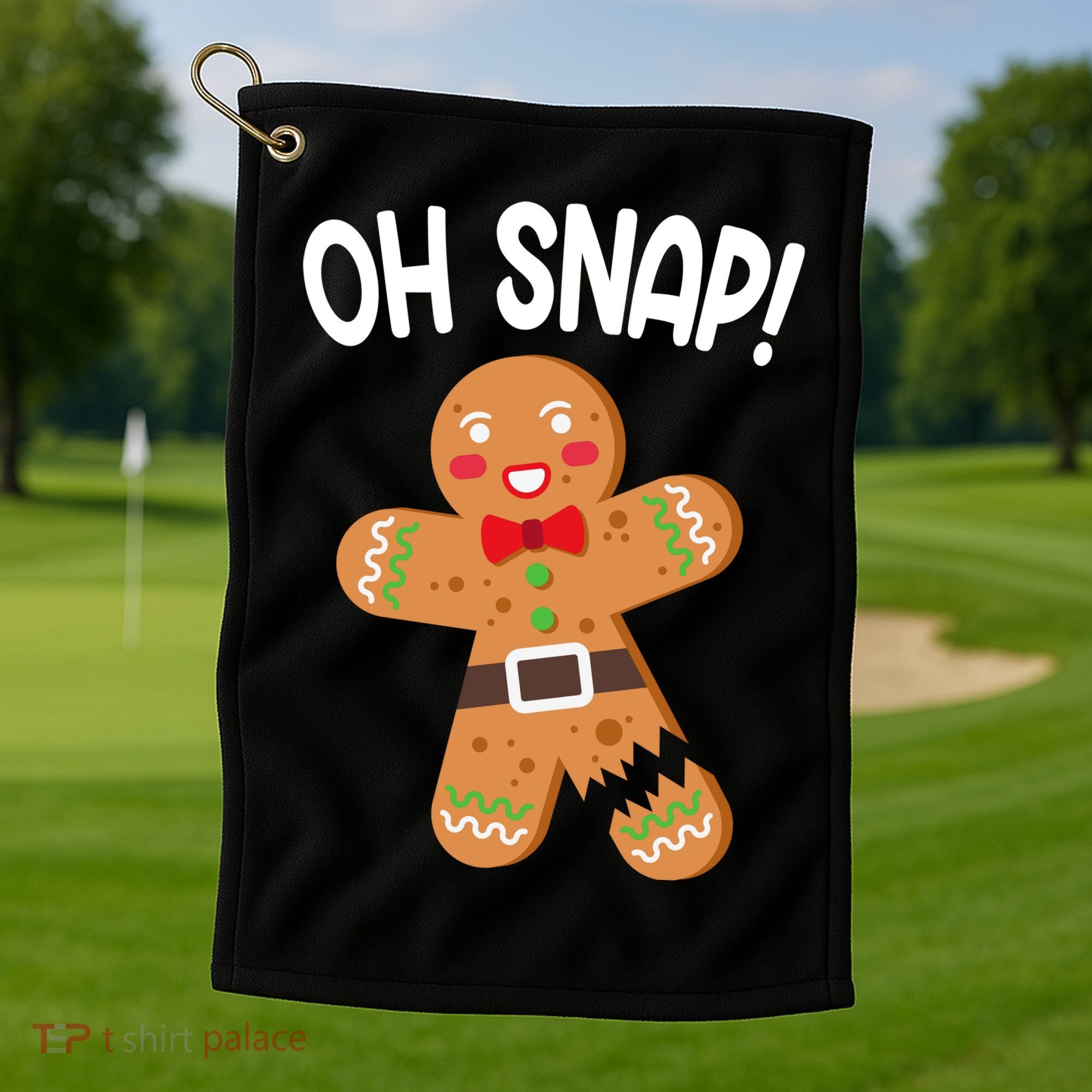 Oh Snap Gingerbread Funny Christmas Golf Towel