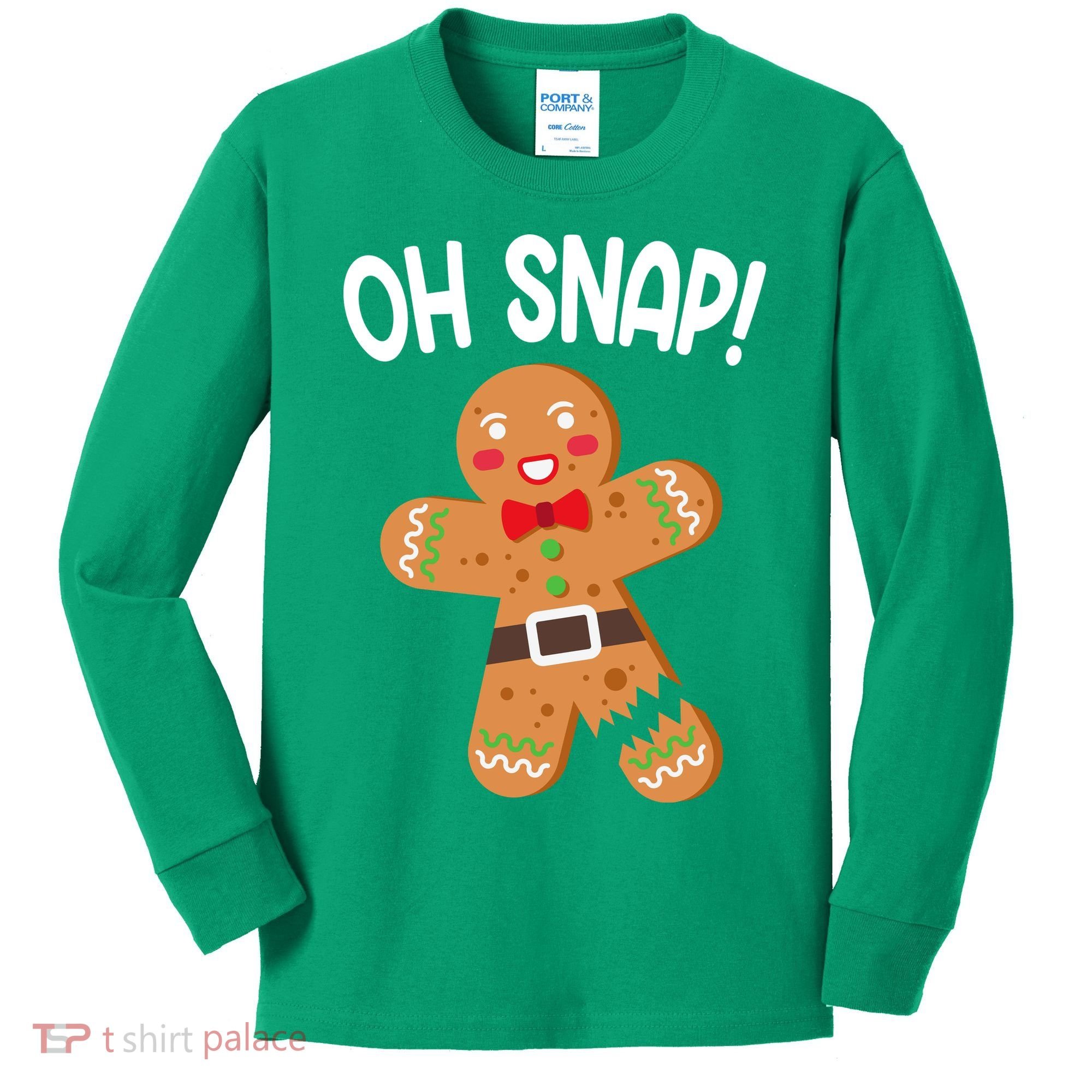 Oh Snap Gingerbread Funny Christmas Kids Long Sleeve Shirt